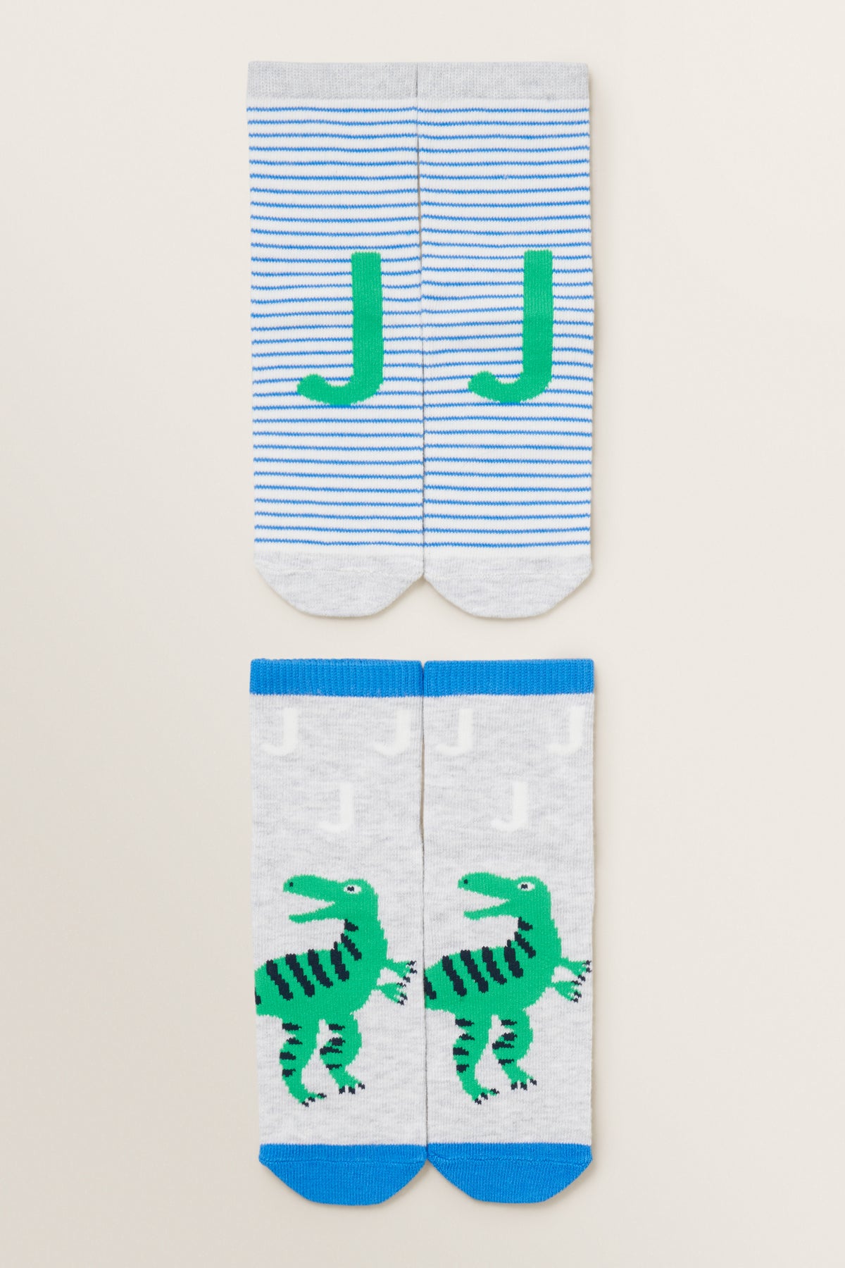 Dinosaur Initial Sock 2 Pack