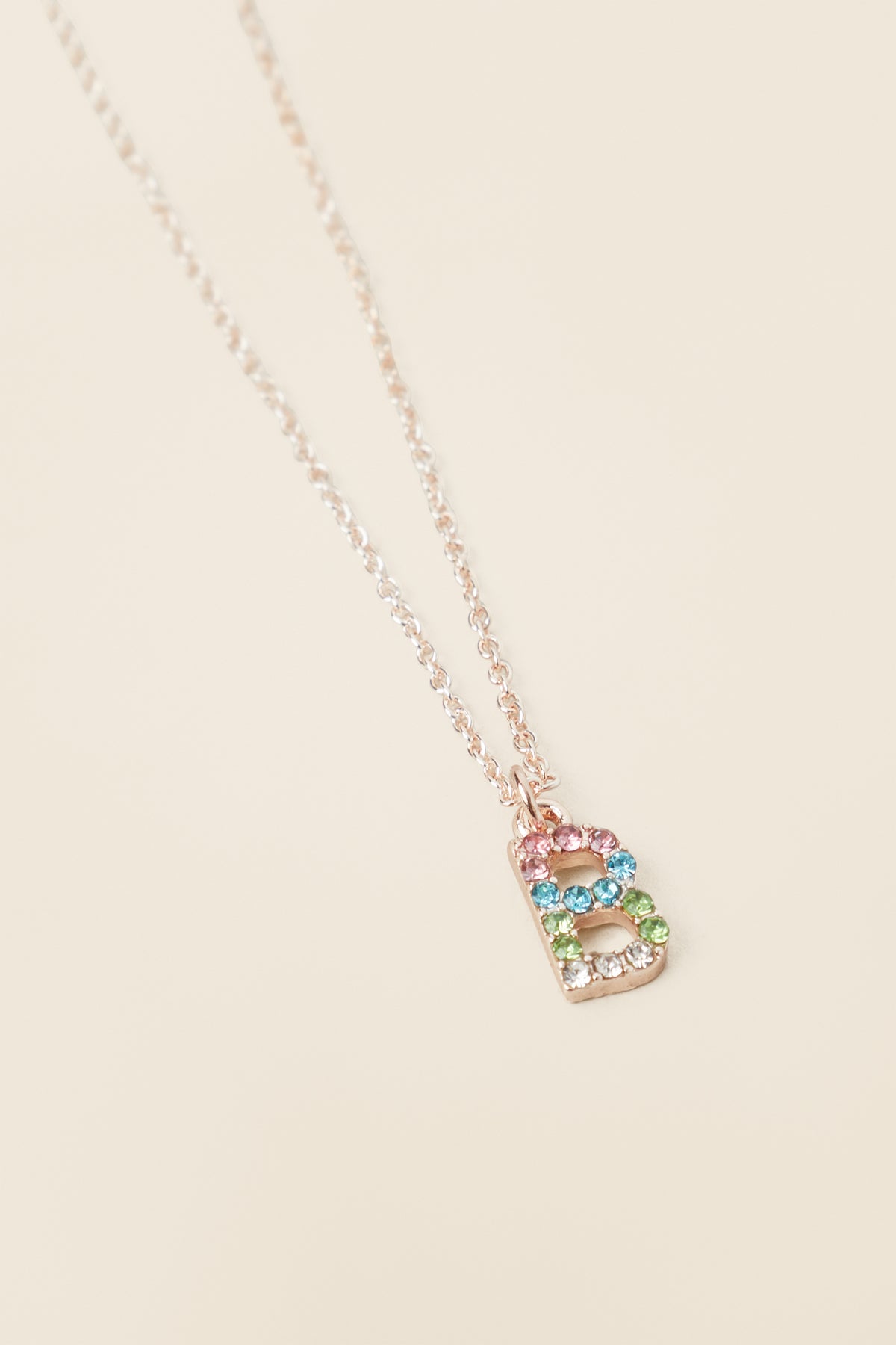 Rainbow Diamante Initial Necklace