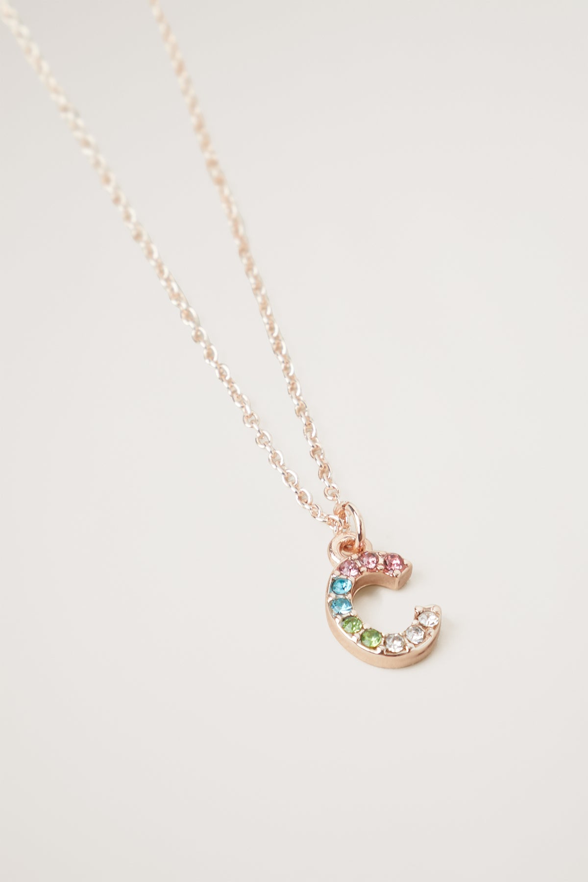 Rainbow Diamante Initial Necklace
