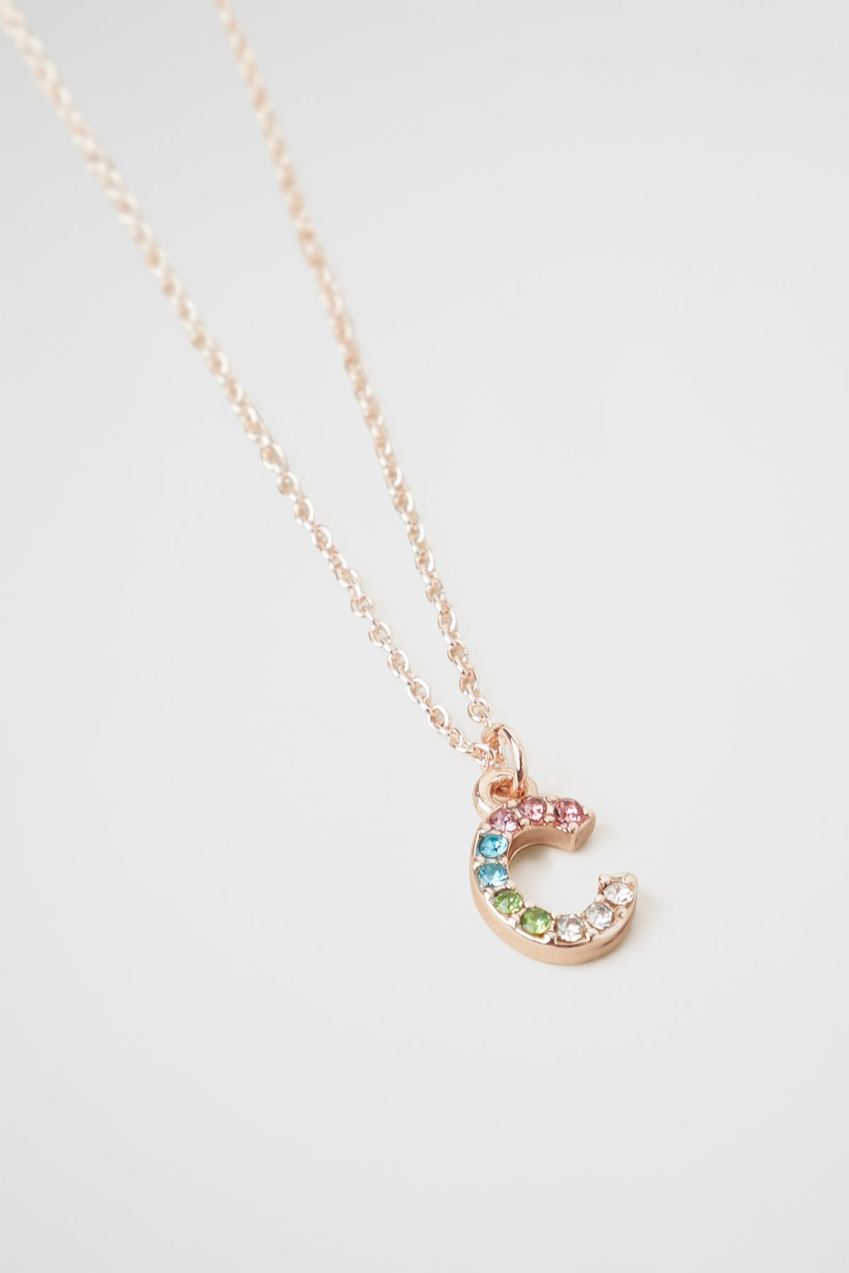 Rainbow Diamante Initial Necklace