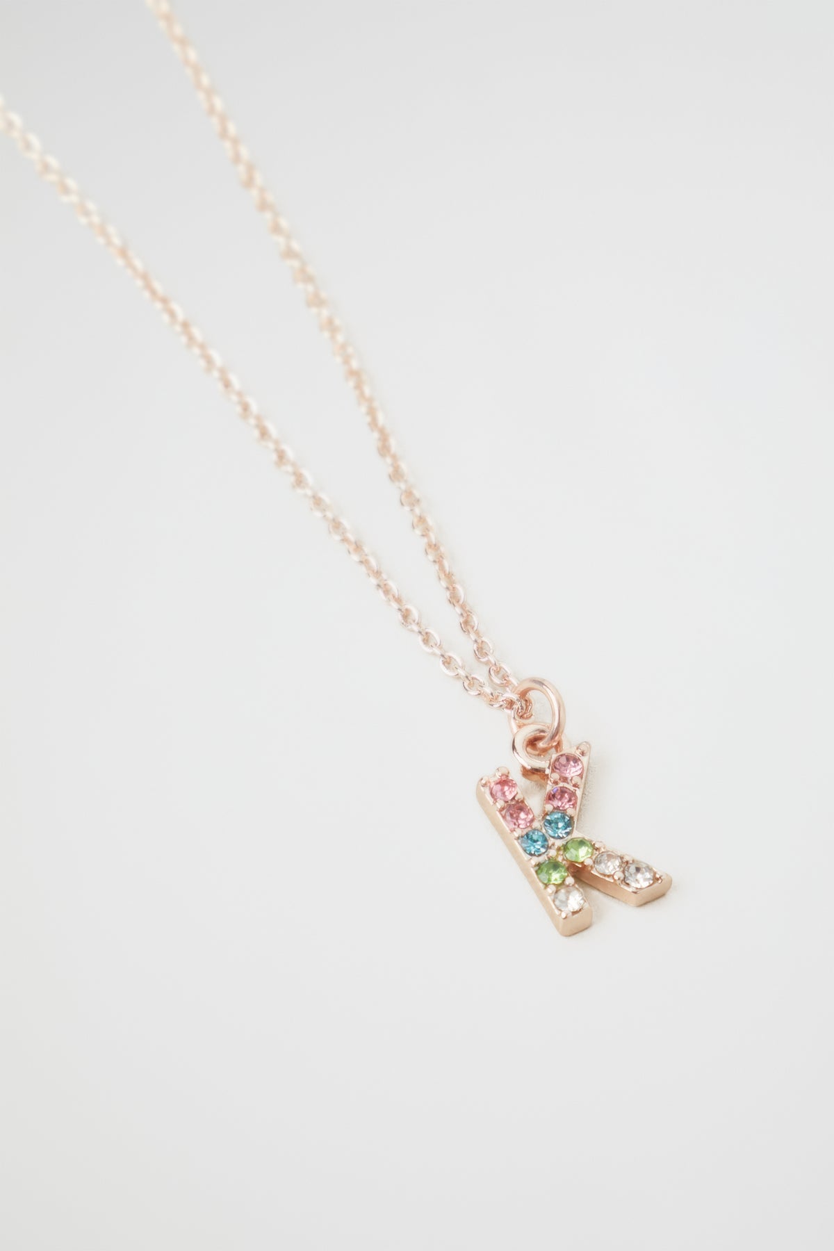 Rainbow Diamante Initial Necklace
