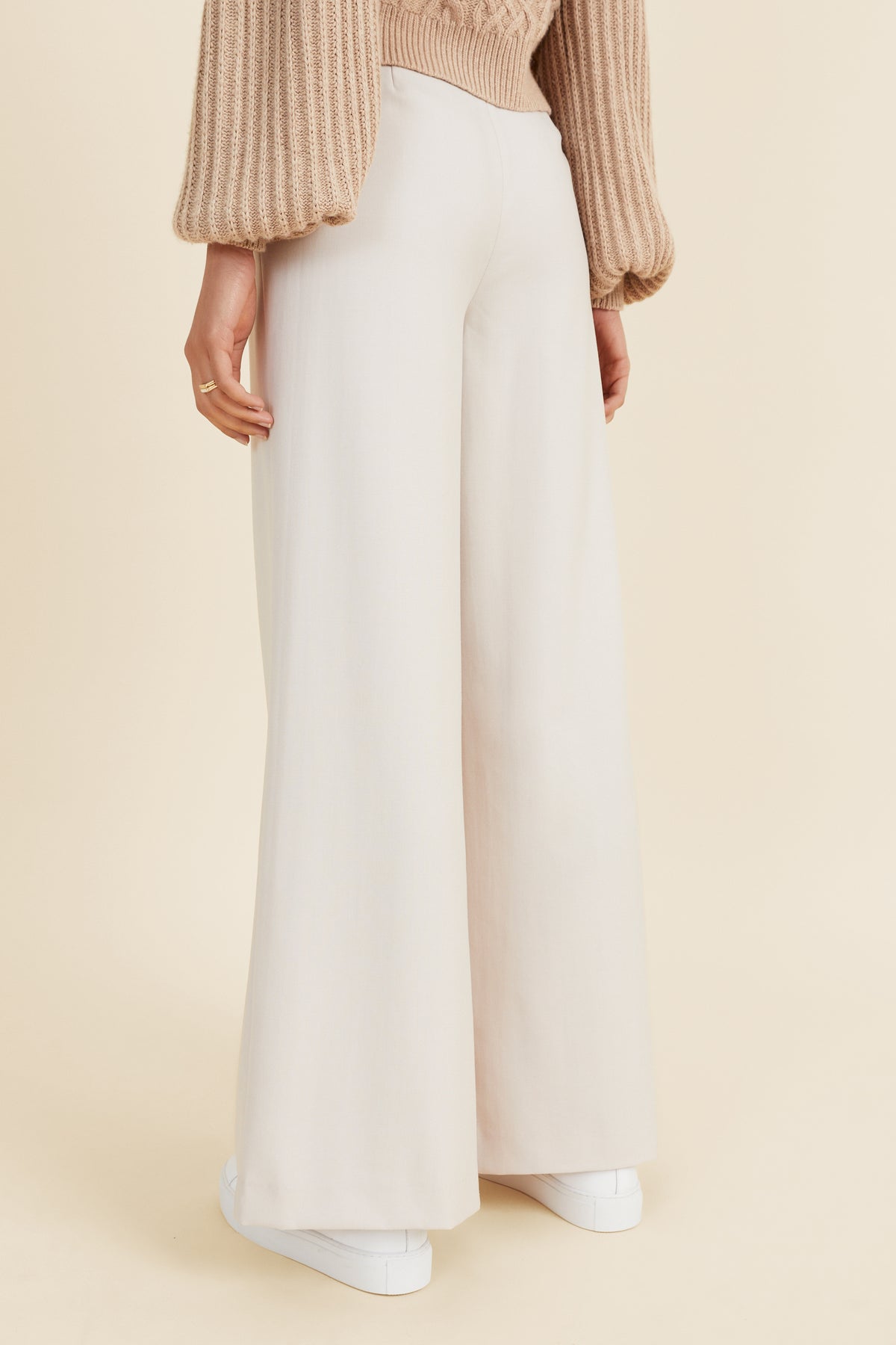 Wool Blend High Palazzo Pant