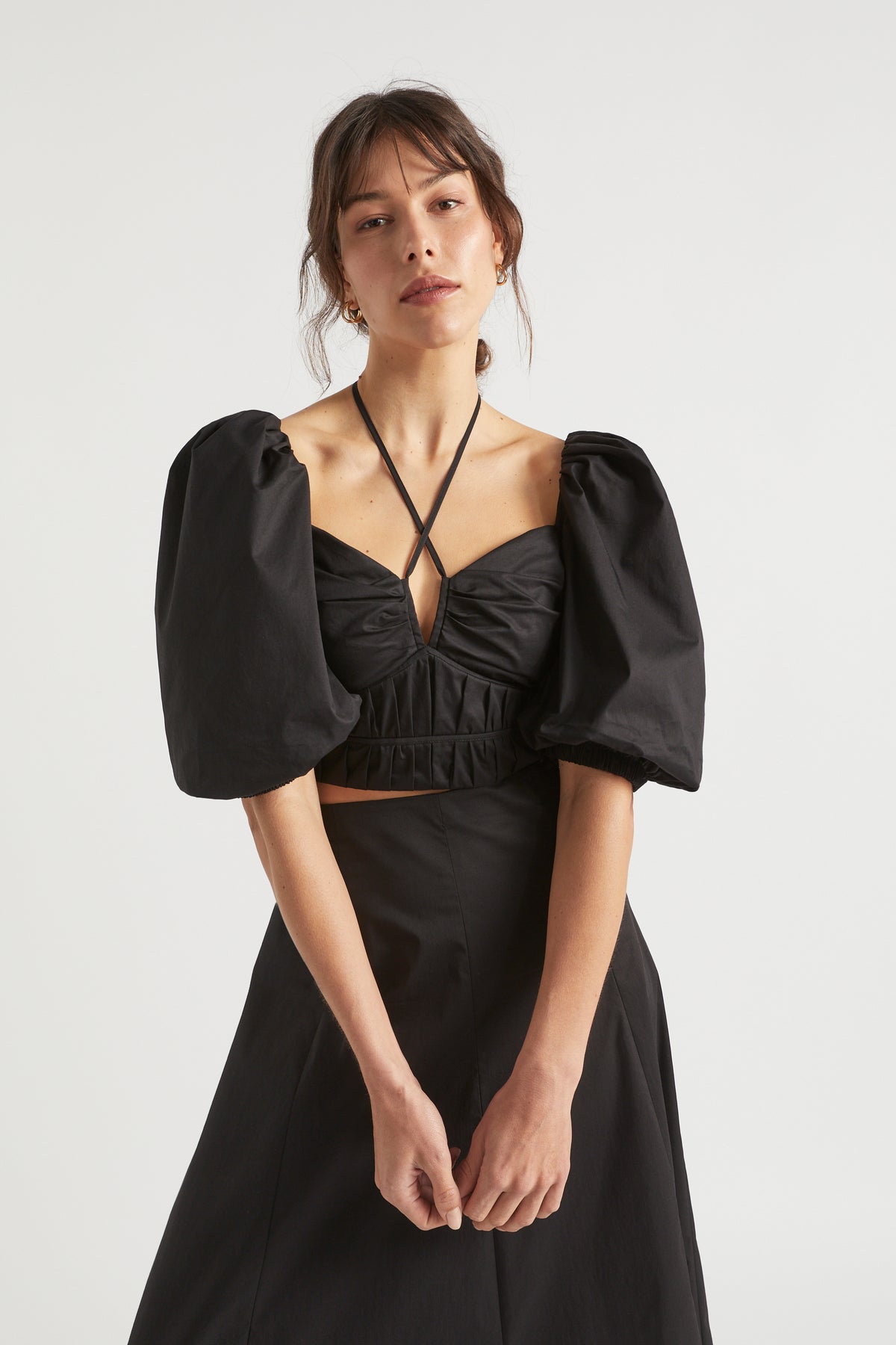 Sateen Tie Neck Top