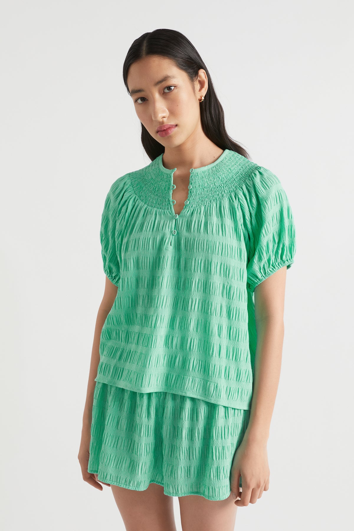 Textured Gingham Top