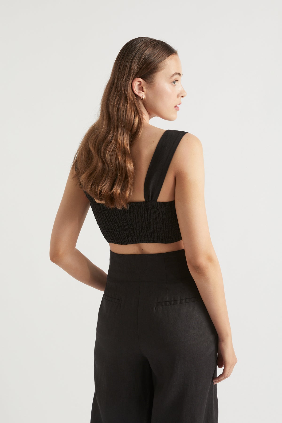 Linen Twist Front Crop Top