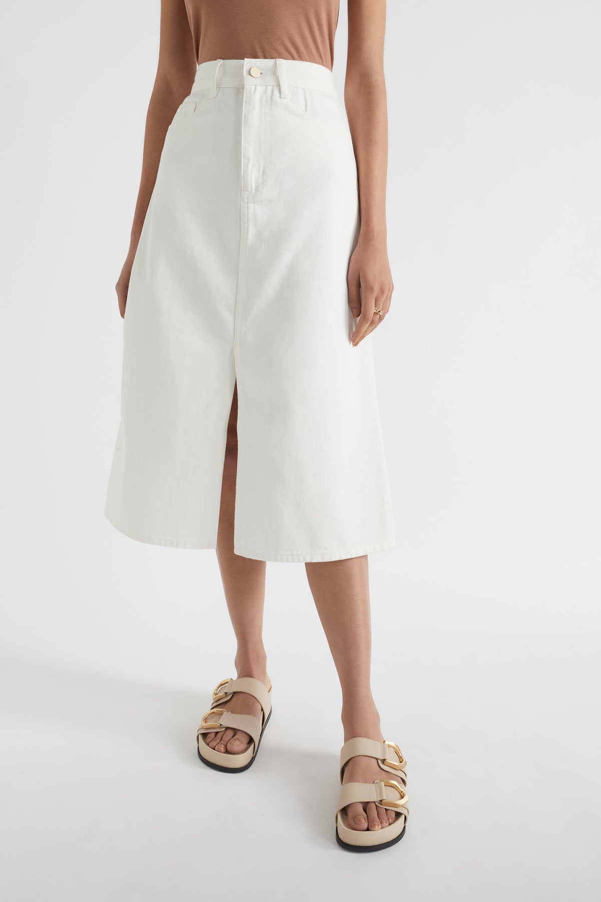 Cotton Flared Midi Skirt