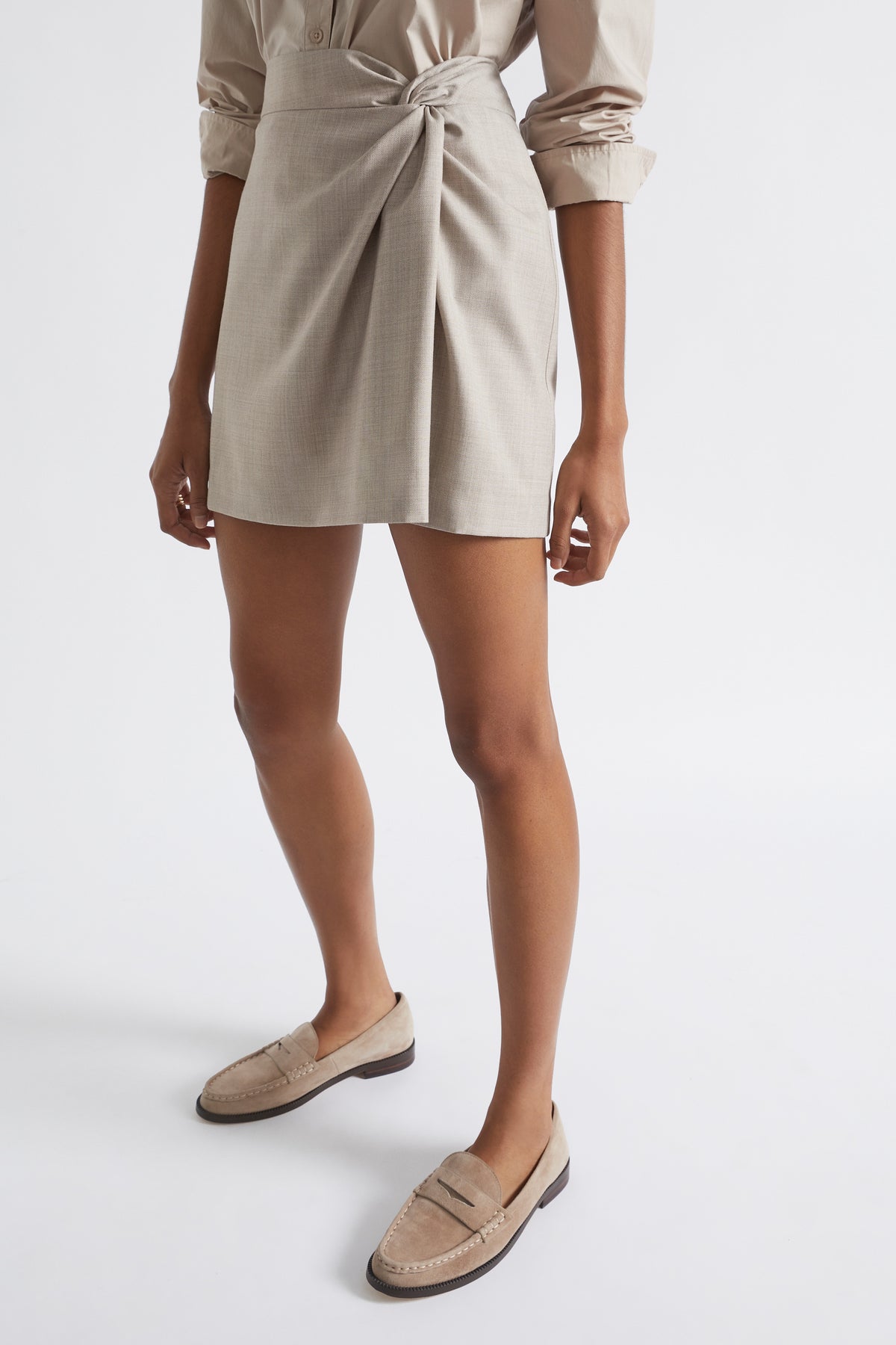 Wool Blend Cross Dye Mini Skirt