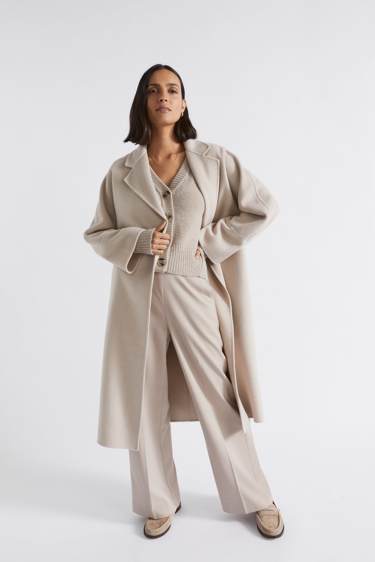 Wool Blend Relaxed Coat
