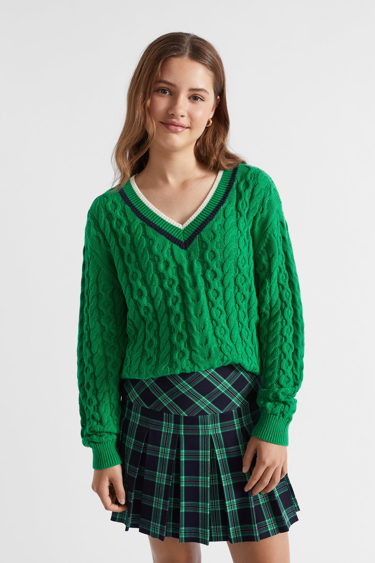 V-Neck Cable Knit
