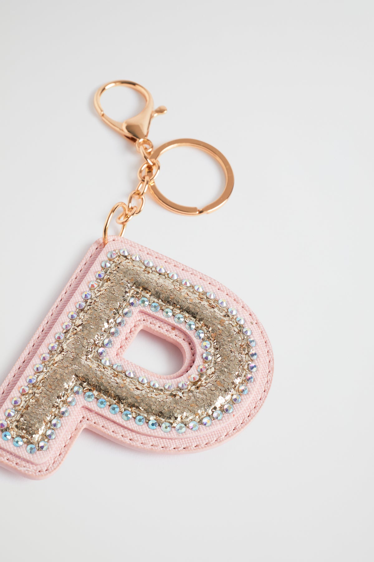 Glitter Initial Keyring