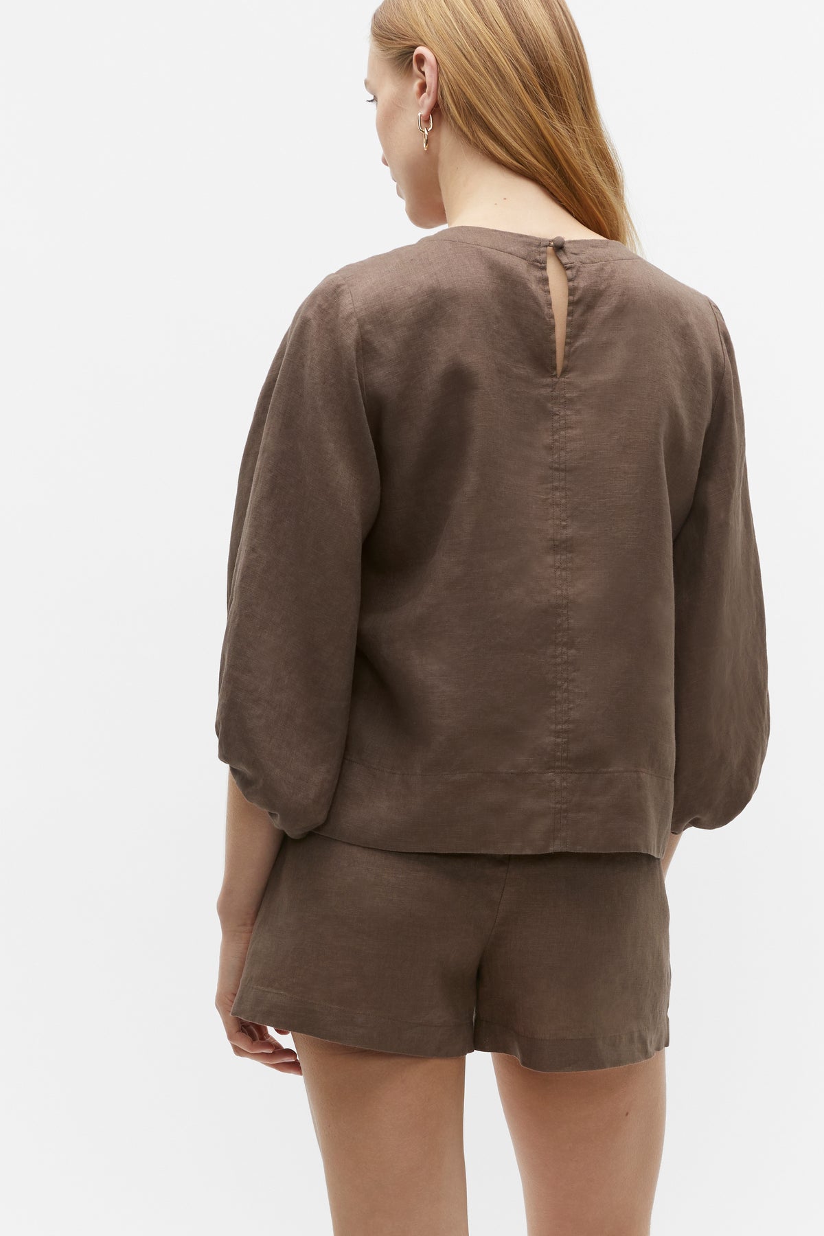 Core Linen Balloon Sleeve Top