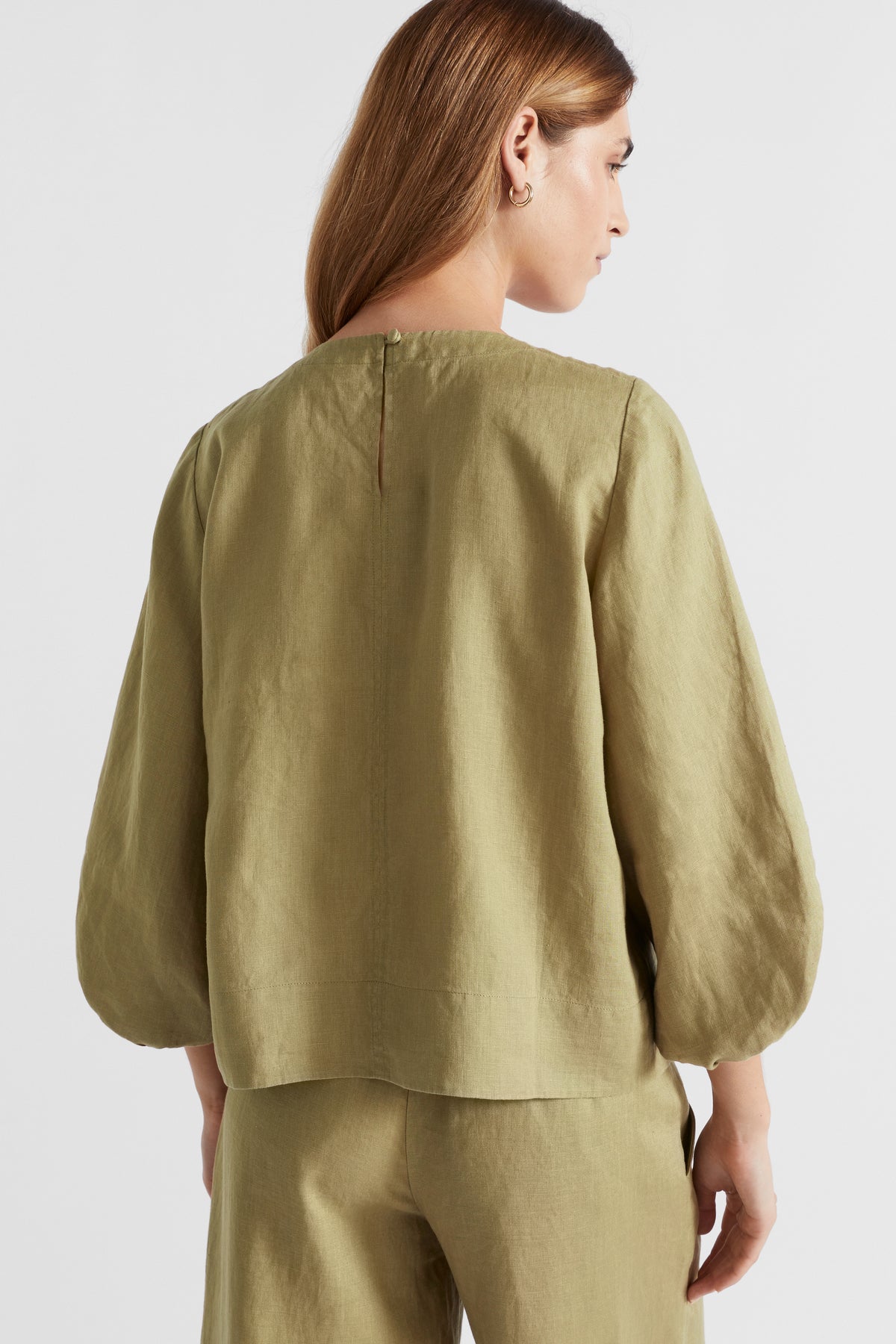 Core Linen Balloon Sleeve Top