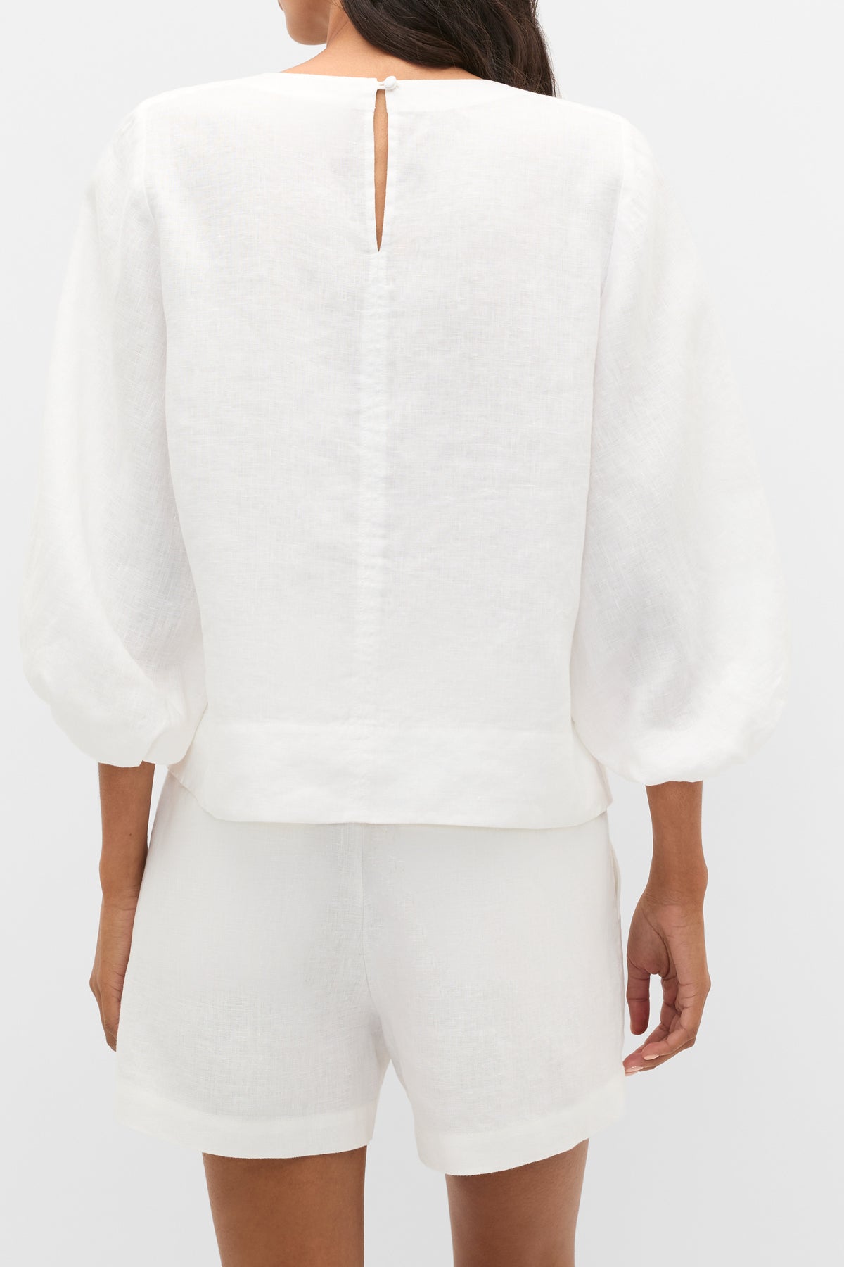 Core Linen Balloon Sleeve Top