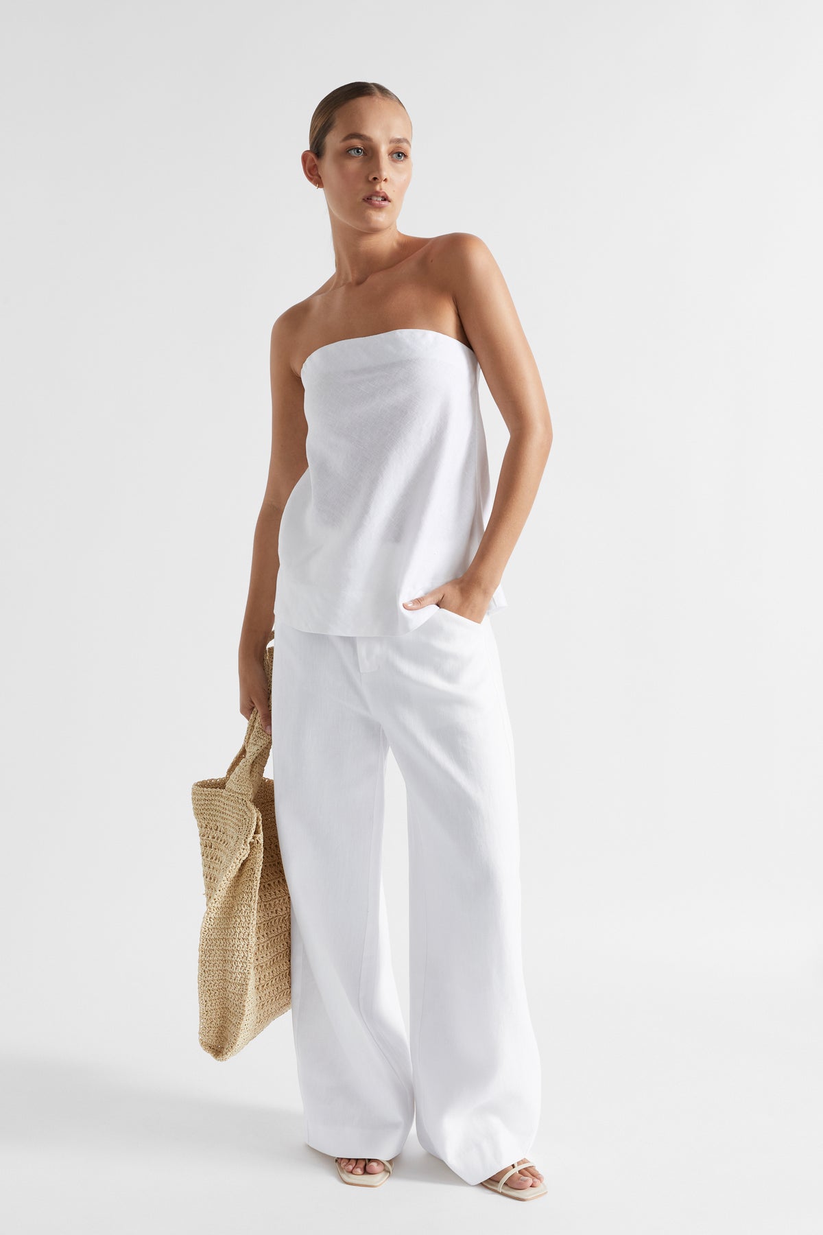 Core Linen Strapless Top