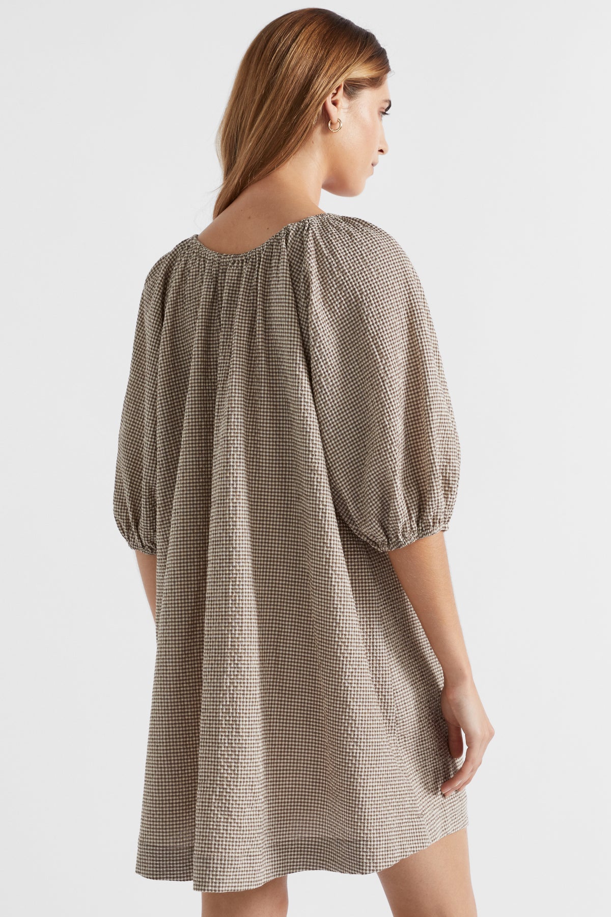 Textured Gingham Elasticated Mini Dress