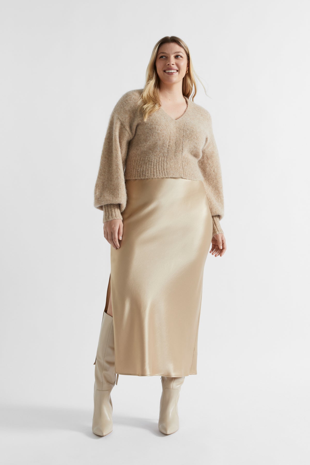 Wool Blend V Neck Knit