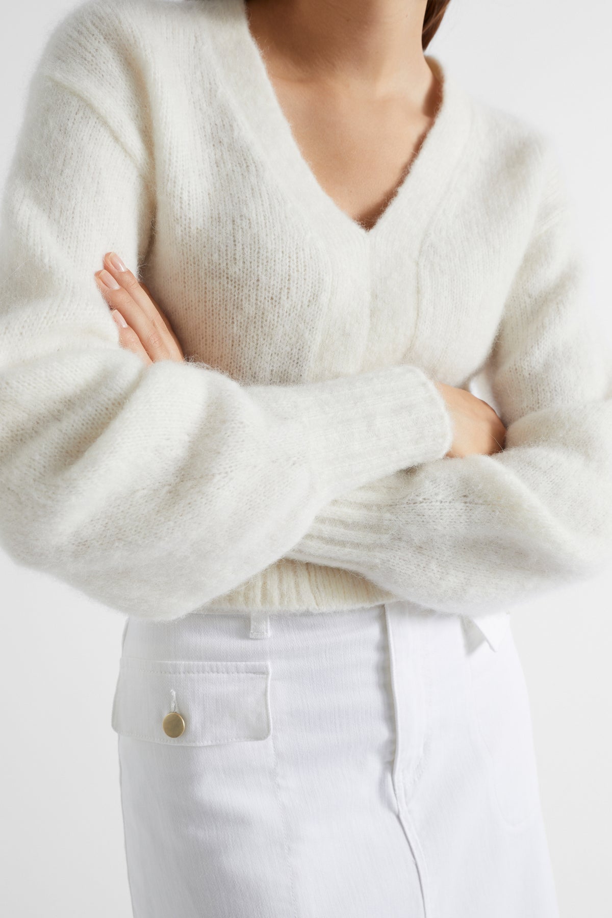 Wool Blend V Neck Knit
