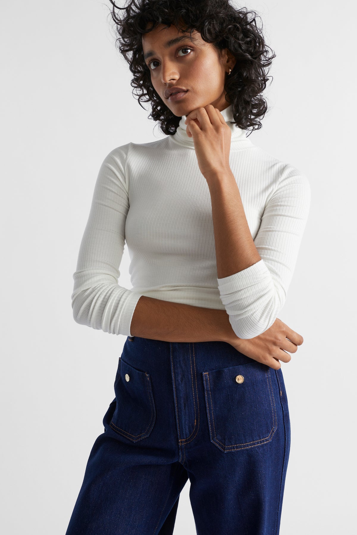 Core Rib Roll Neck Top