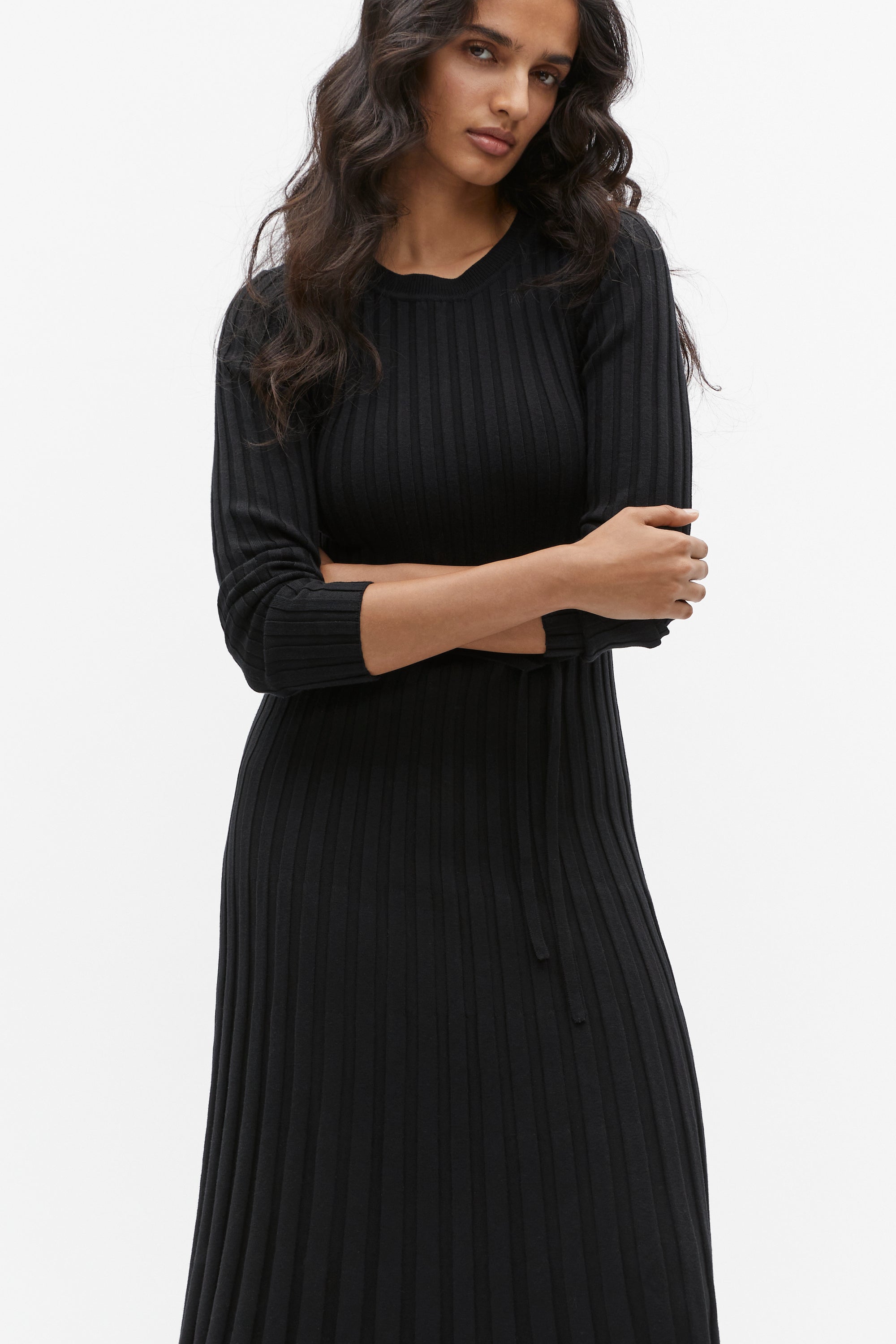 Pleated Knit Midi Dress | Black | Seed Heritage – Seed Heritage AU