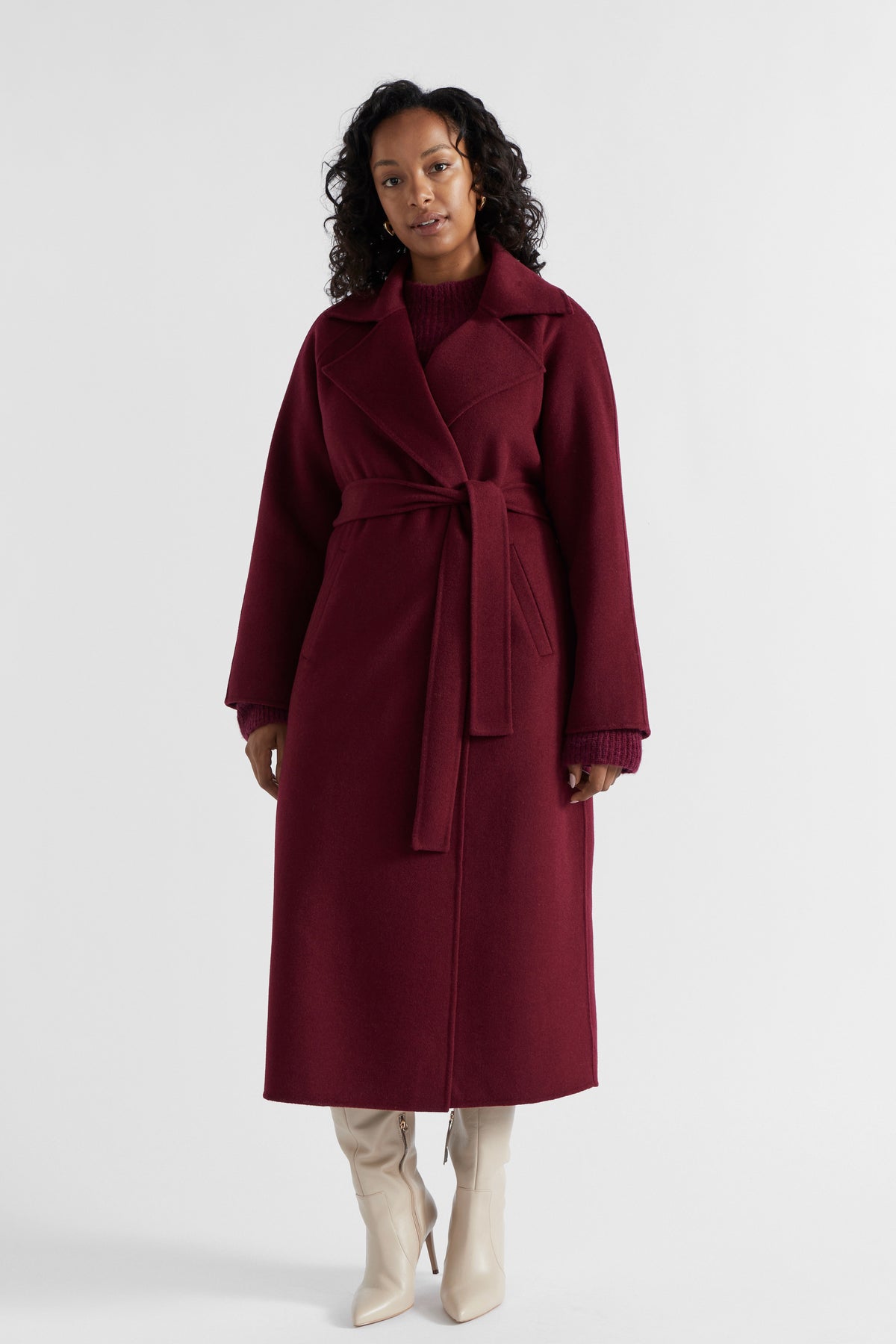 Wool Blend Tie Coat