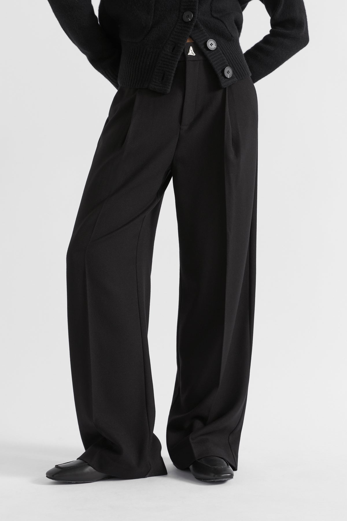 Button Front Pleat Trouser