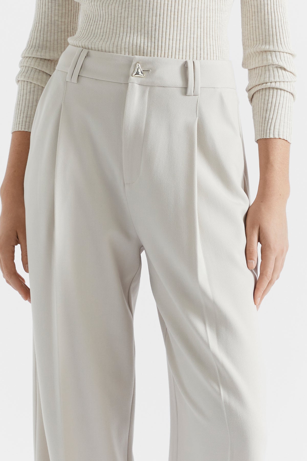 Button Front Pleat Trouser