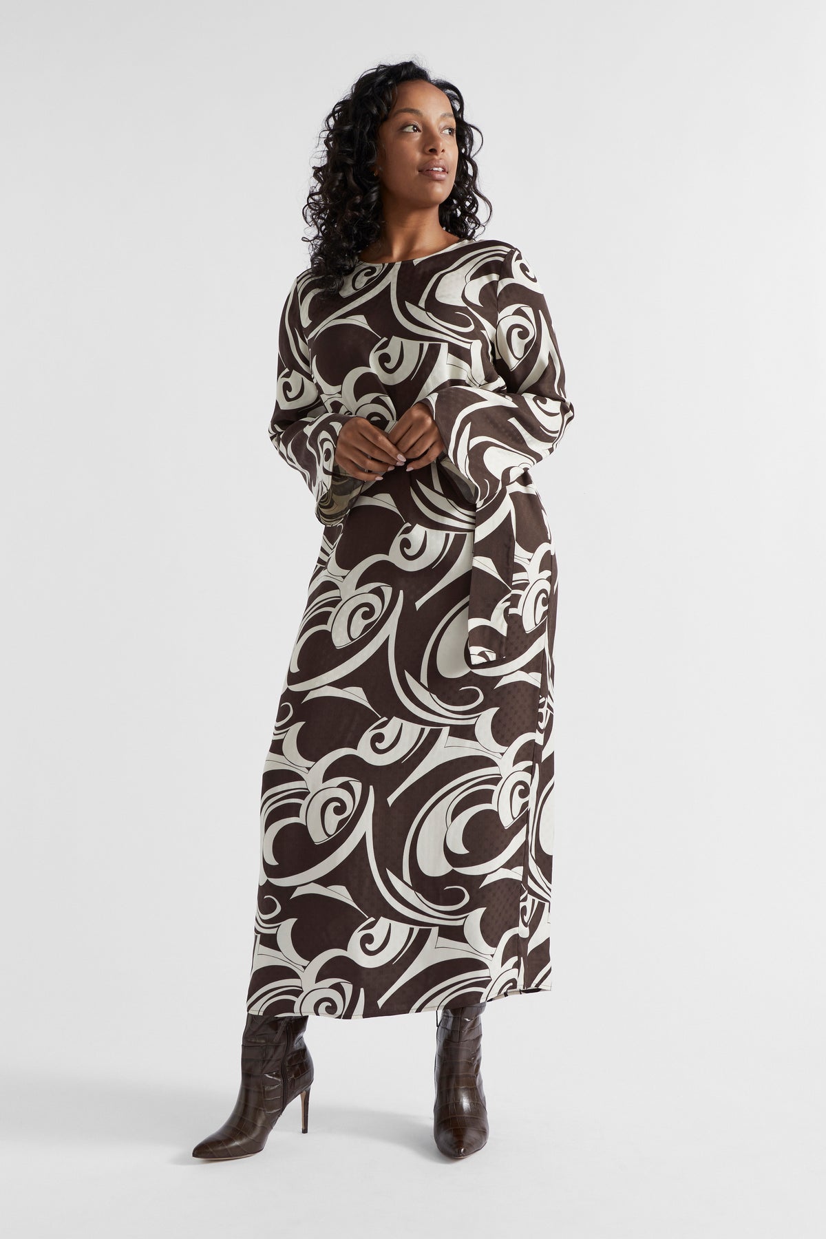 Jacquard Swirl Midi Dress