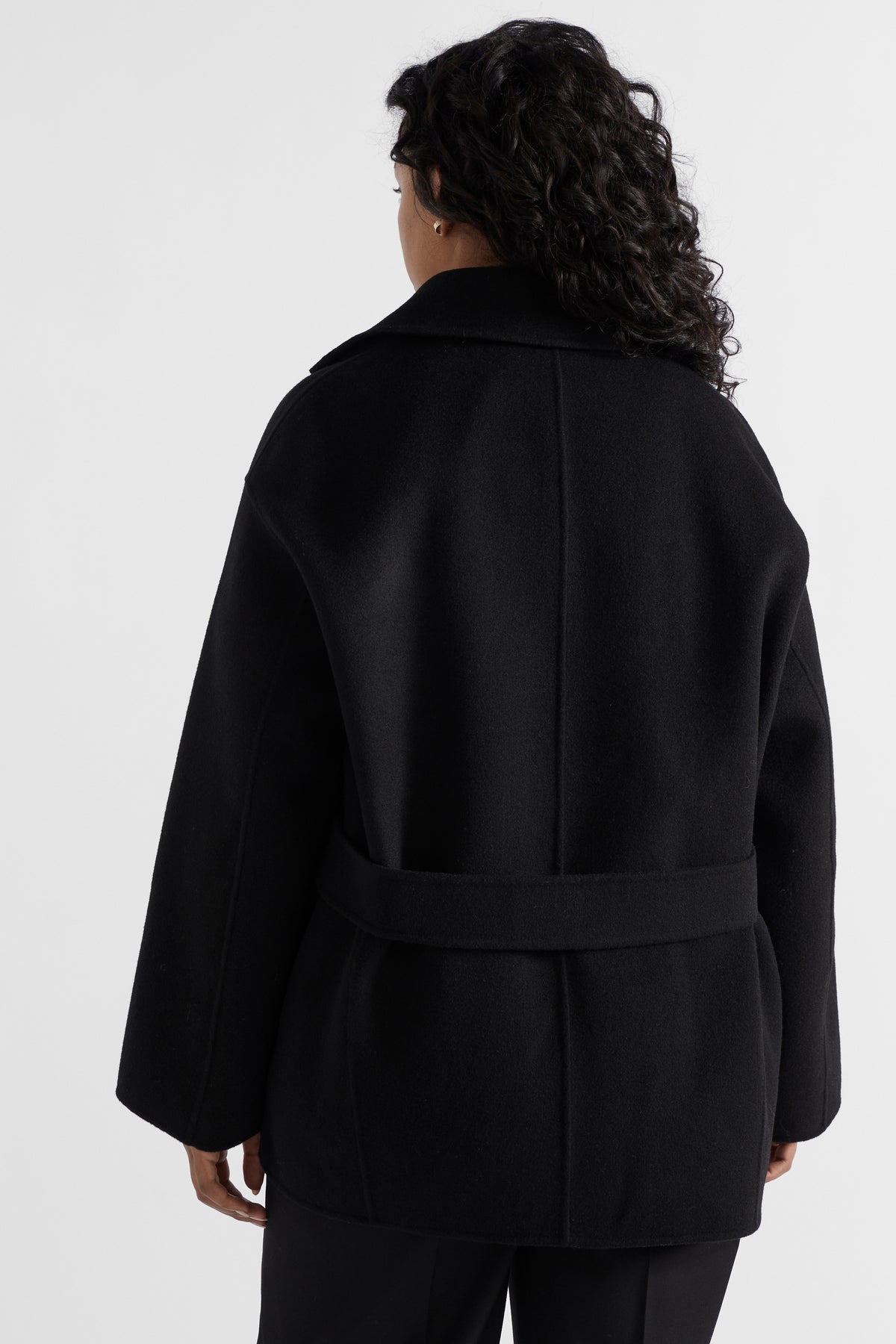 Wool Blend Boxy Mid Length Coat