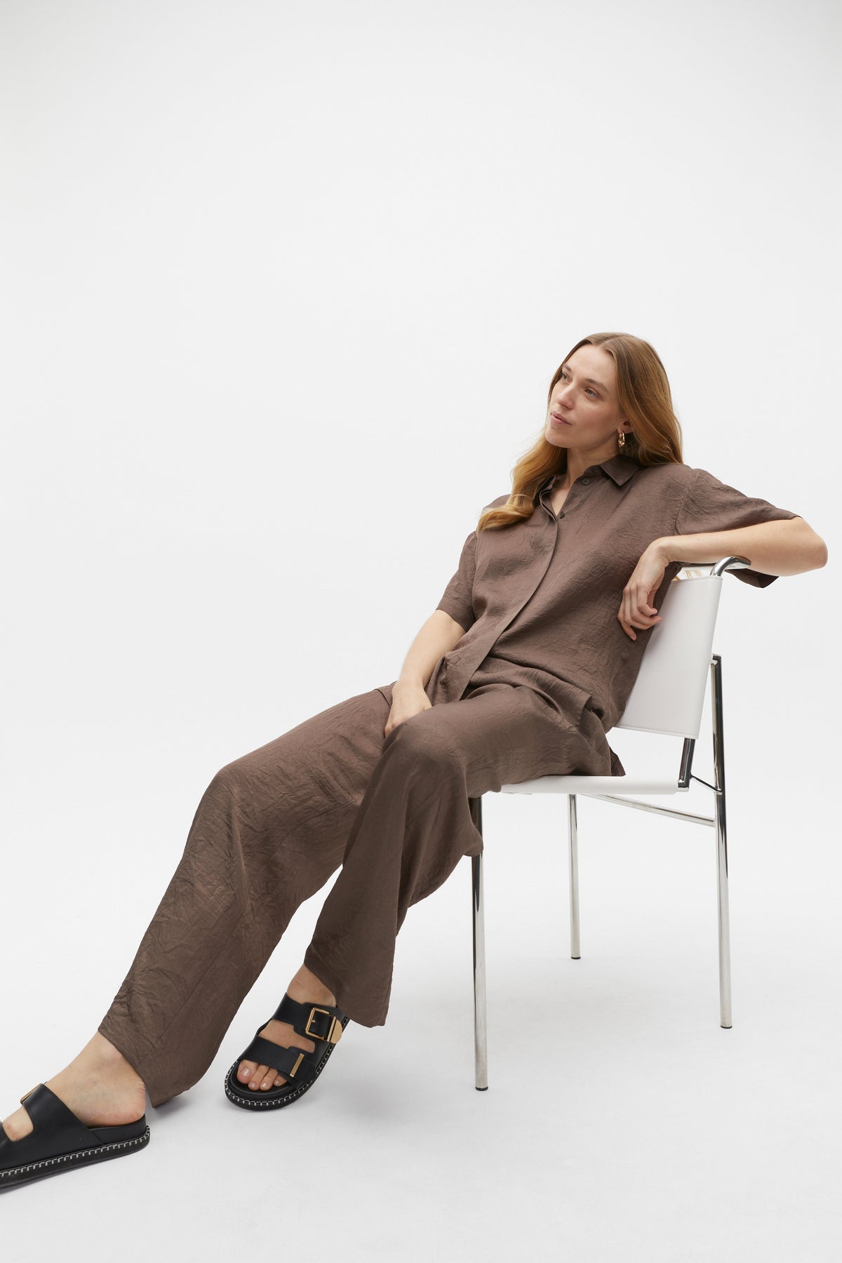 Textured Satin Short Sleeve Shirt