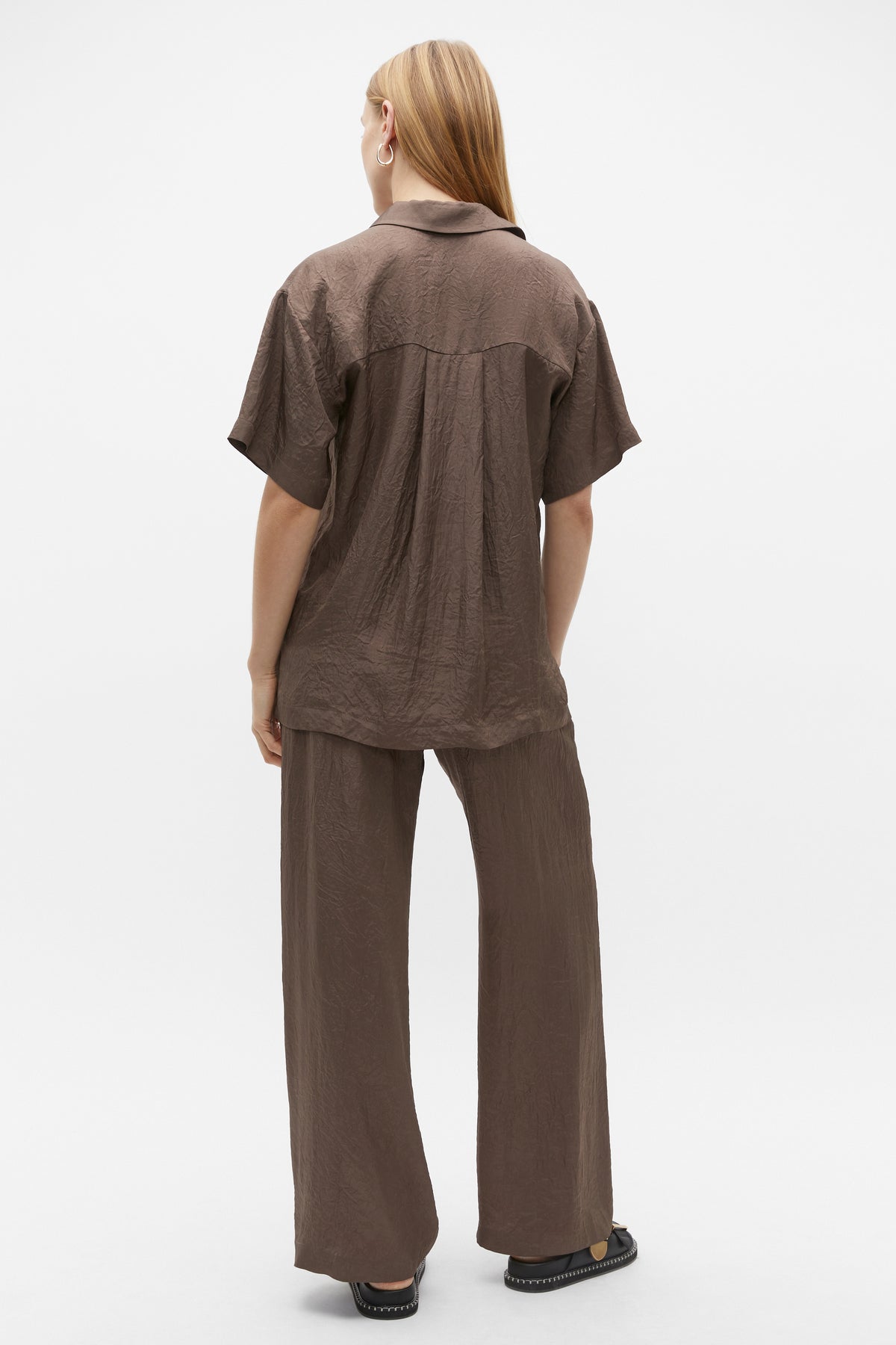 Textured Satin Short Sleeve Shirt