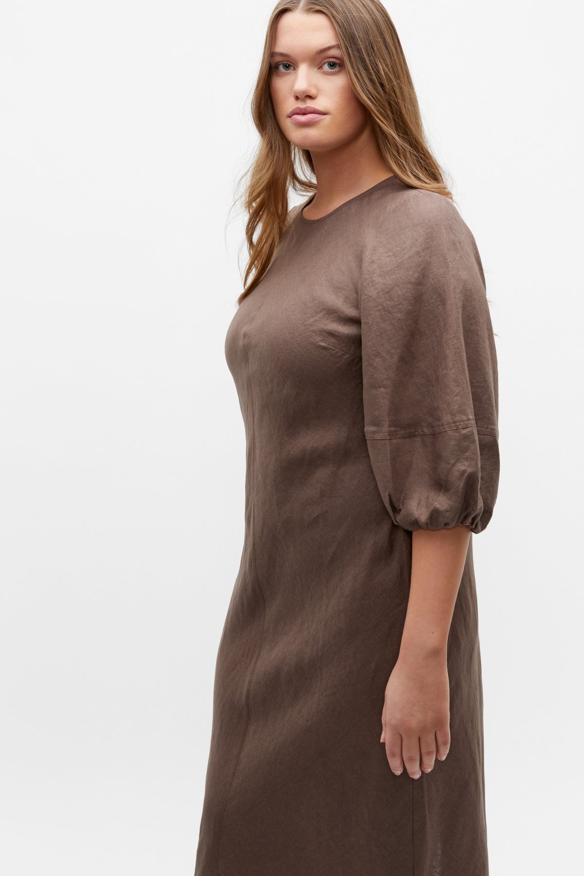 Linen Balloon Sleeve Slip Maxi Dress