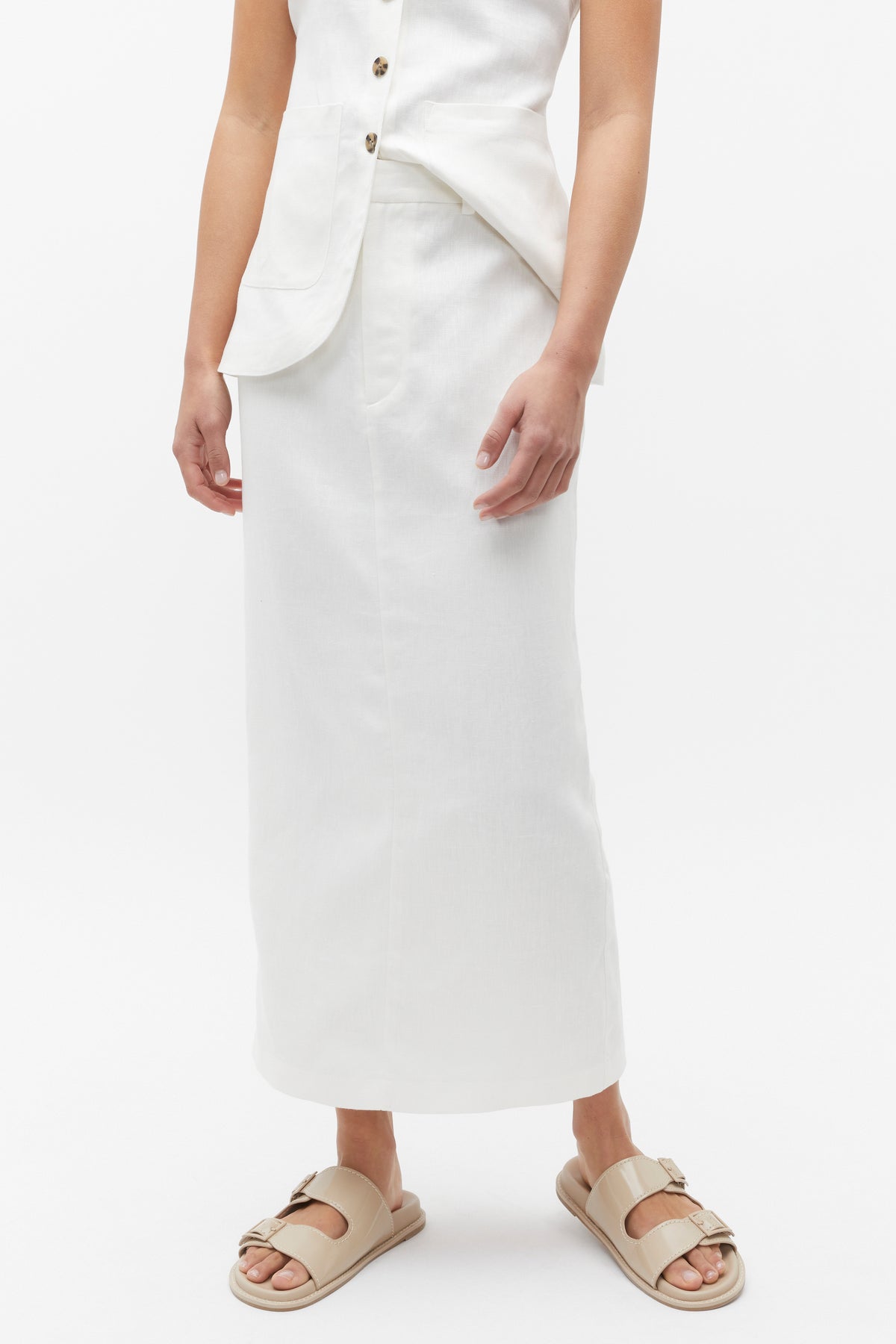 Linen Maxi Cargo Skirt