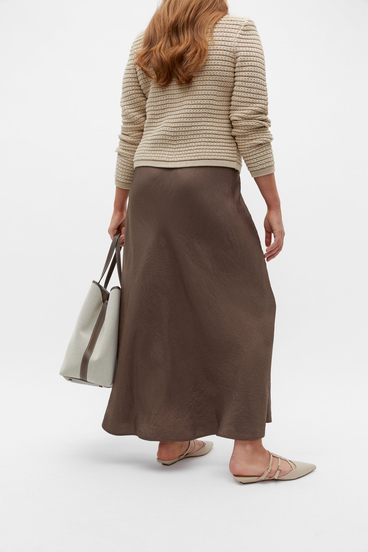 Textured Satin Maxi Skirt