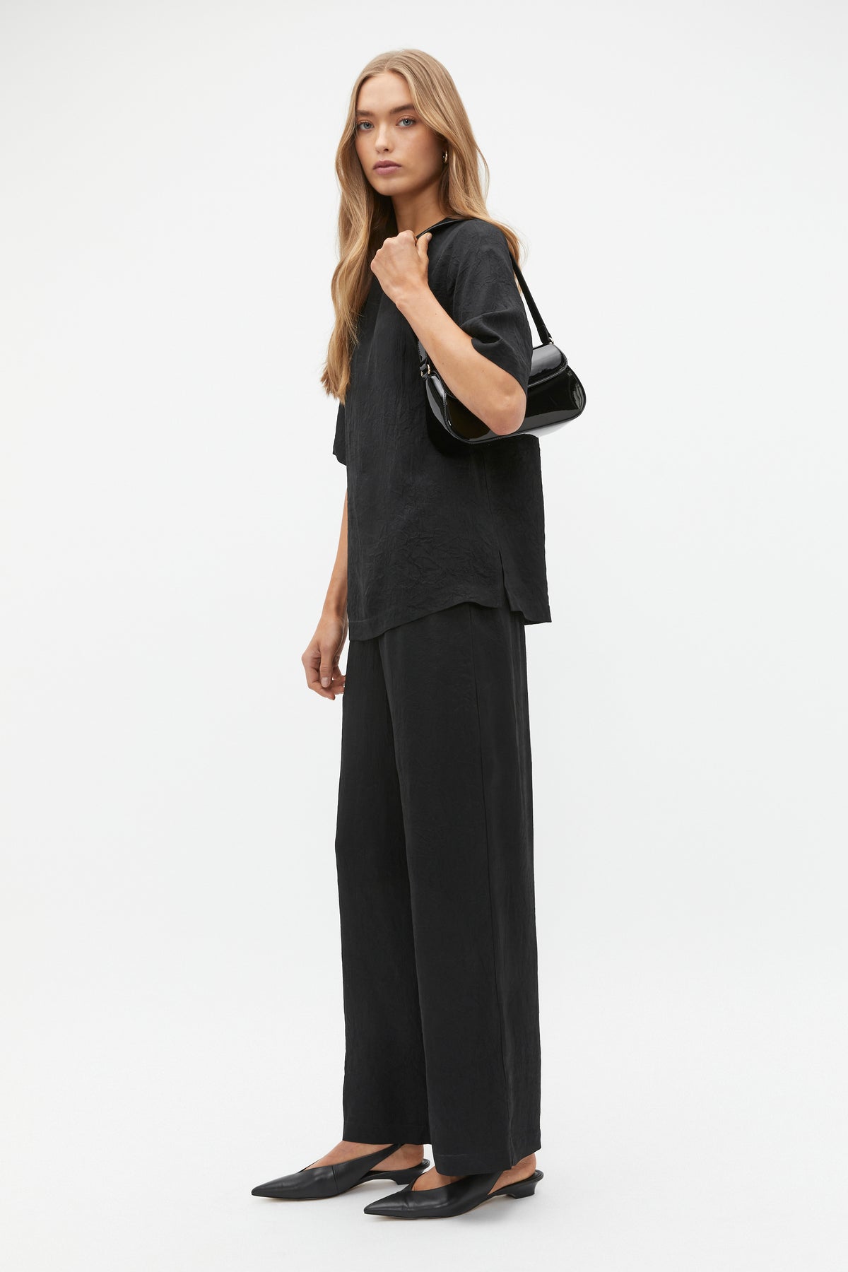 Textured Satin Elasticated Pant