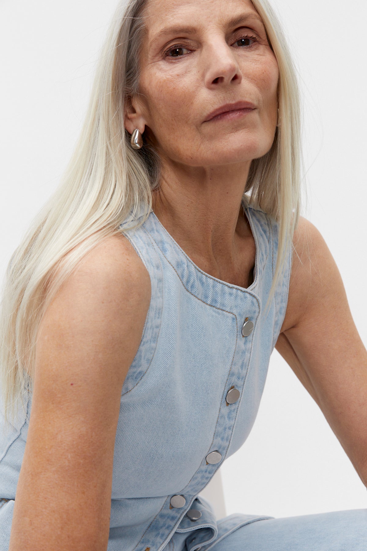Denim Button Down Vest