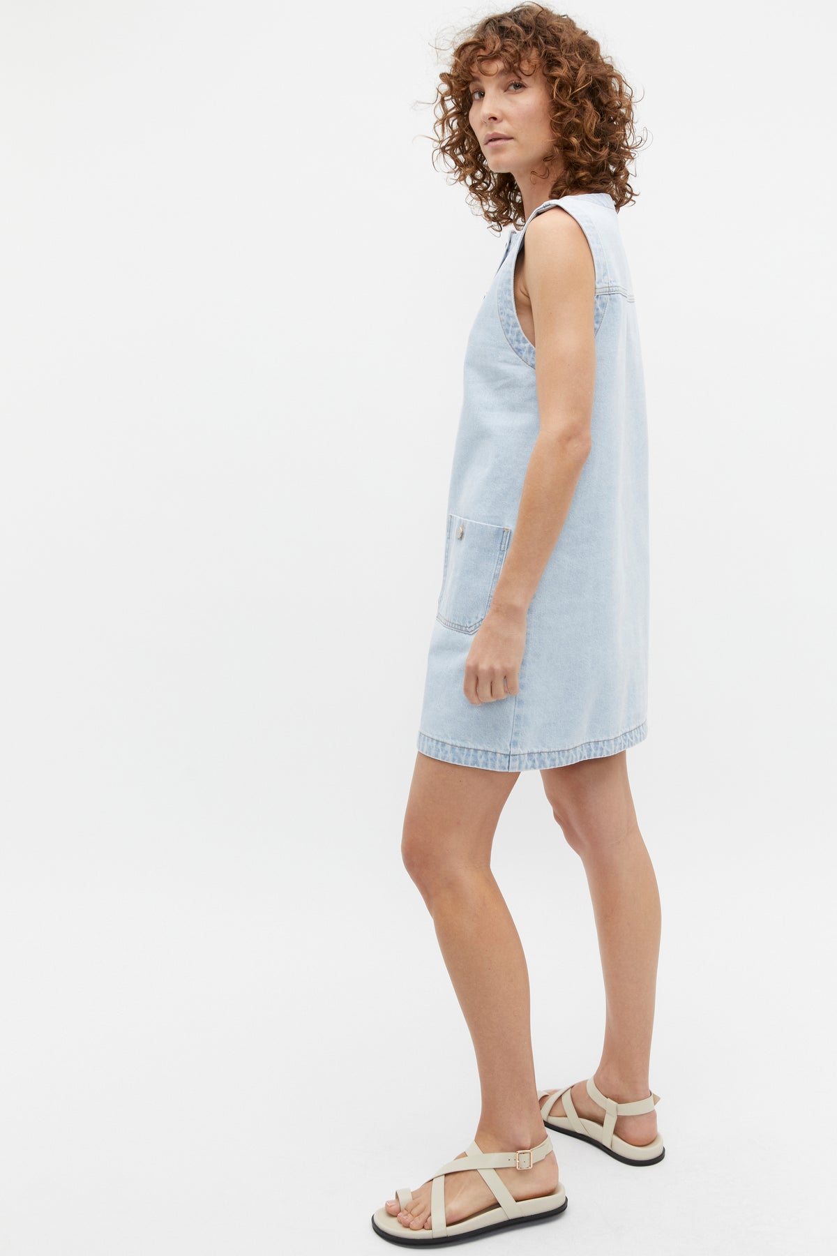 Denim Button Down Mini Shift Dress