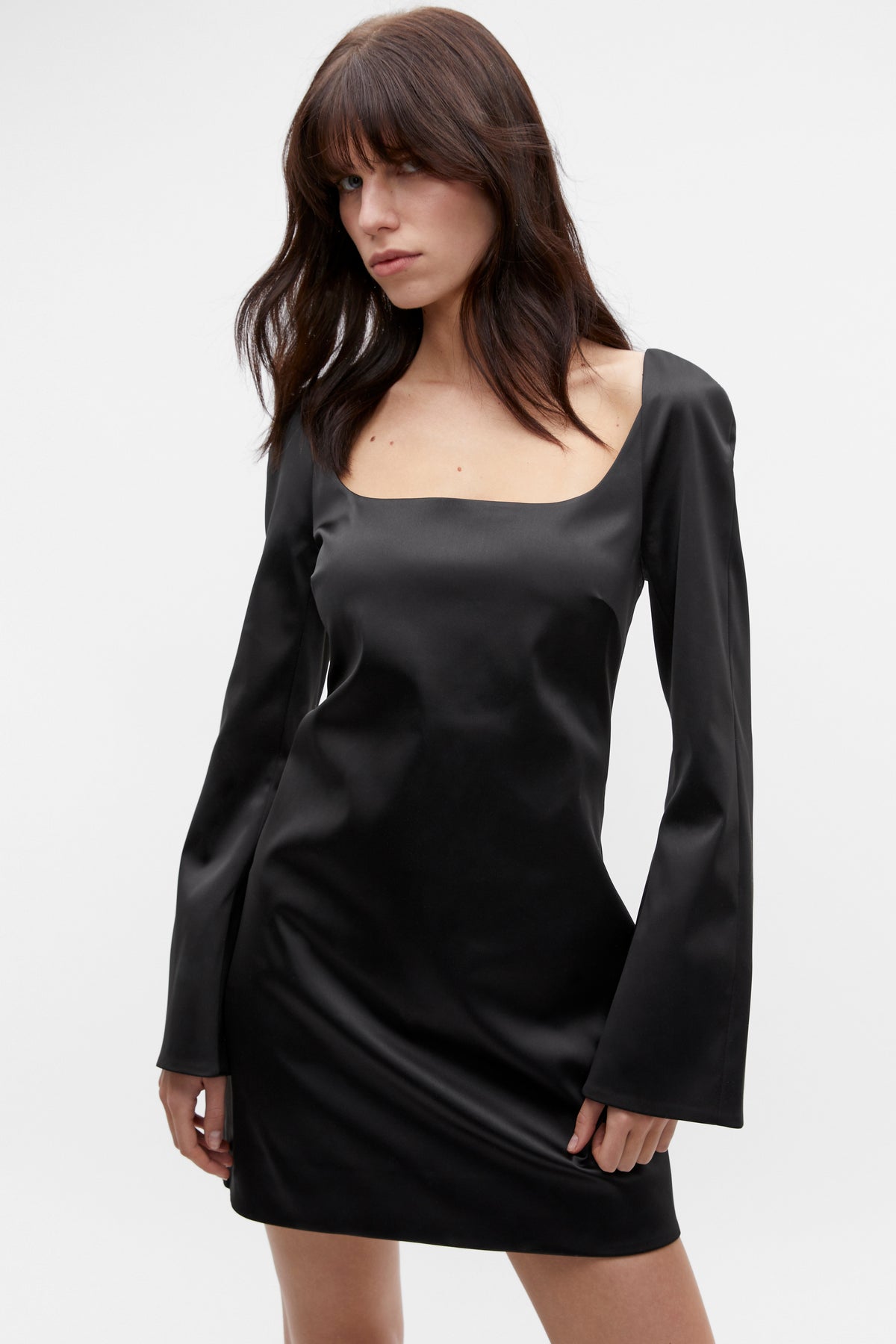 Sateen Structured Mini Dress
