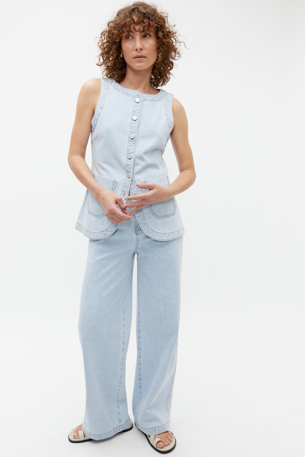 High Waist Elasticated Wide Leg Jean