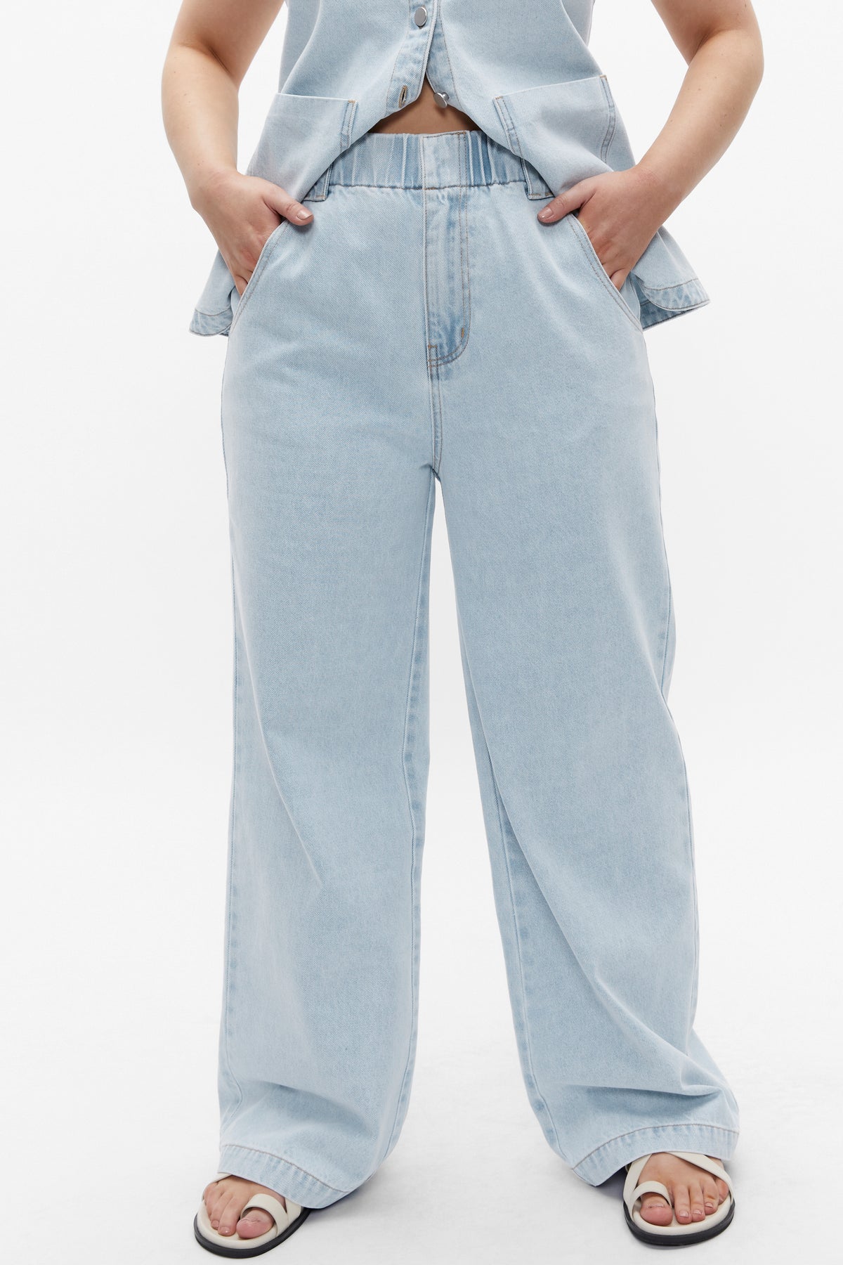 High Waist Elasticated Wide Leg Jean