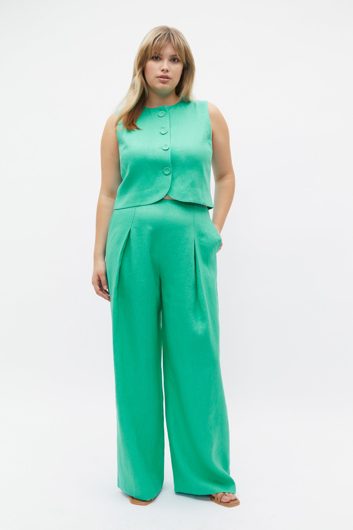 Linen Button Down Shell Top