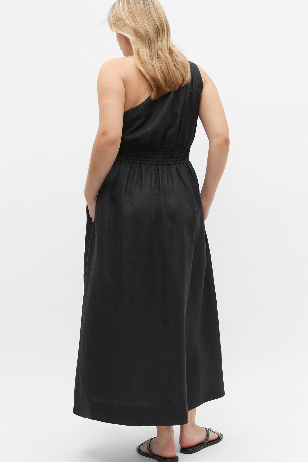 Linen One Shoulder Maxi Dress