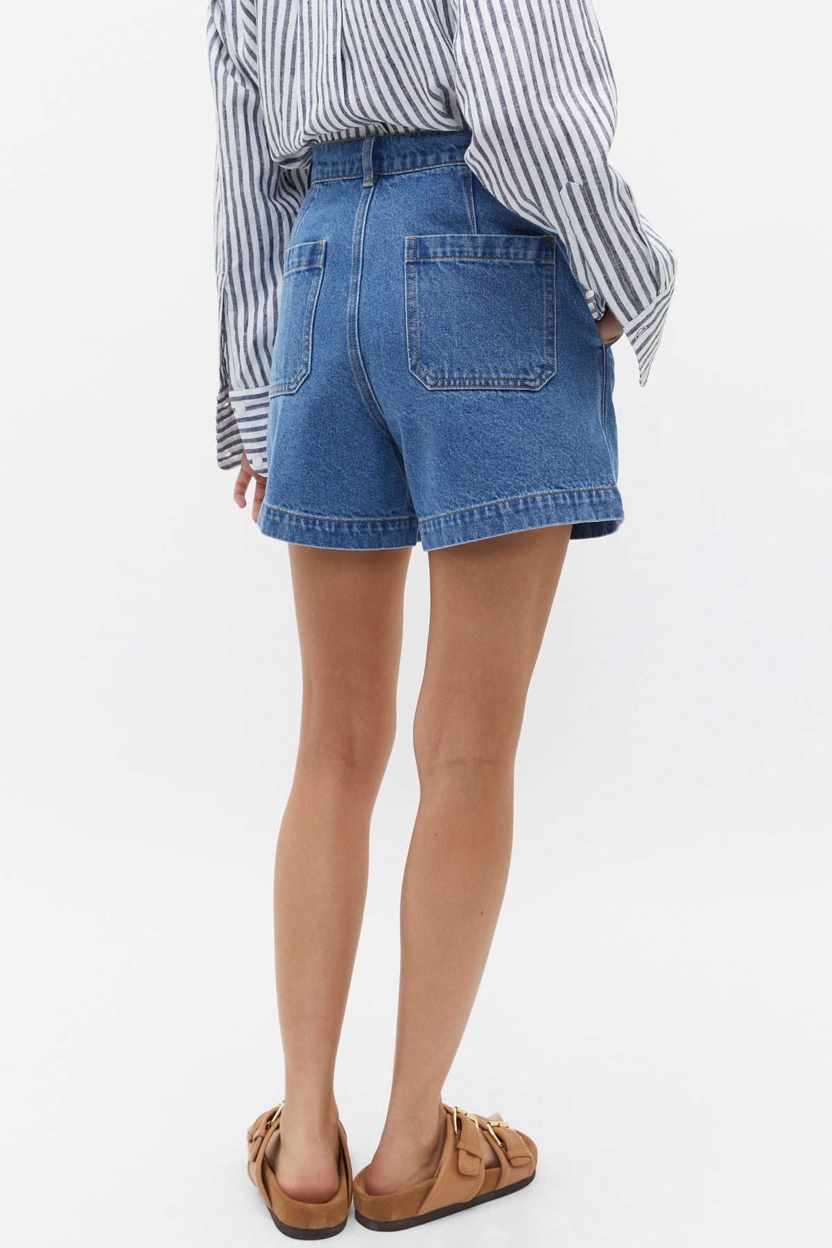 Denim Pintuck Short