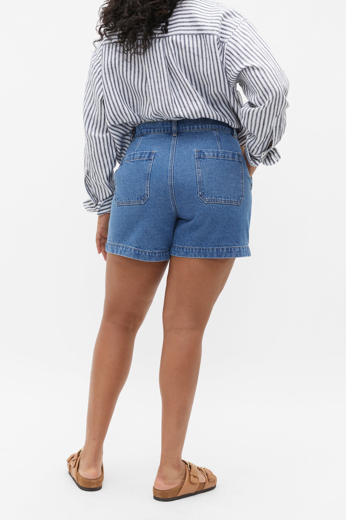 Denim Pintuck Short