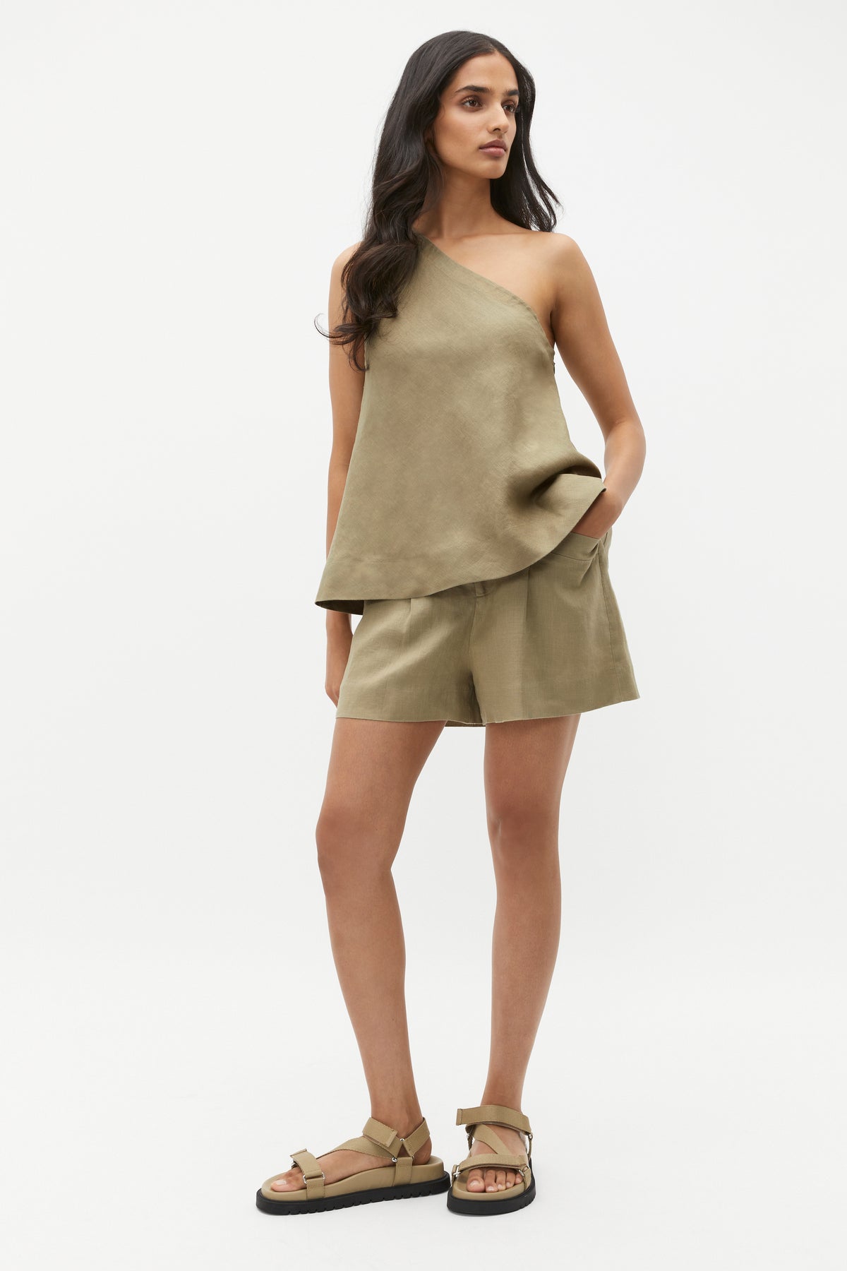 Linen One Shoulder Top