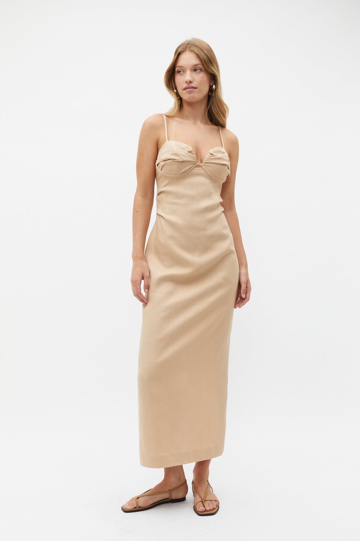 Linen Bustier Midi Dress