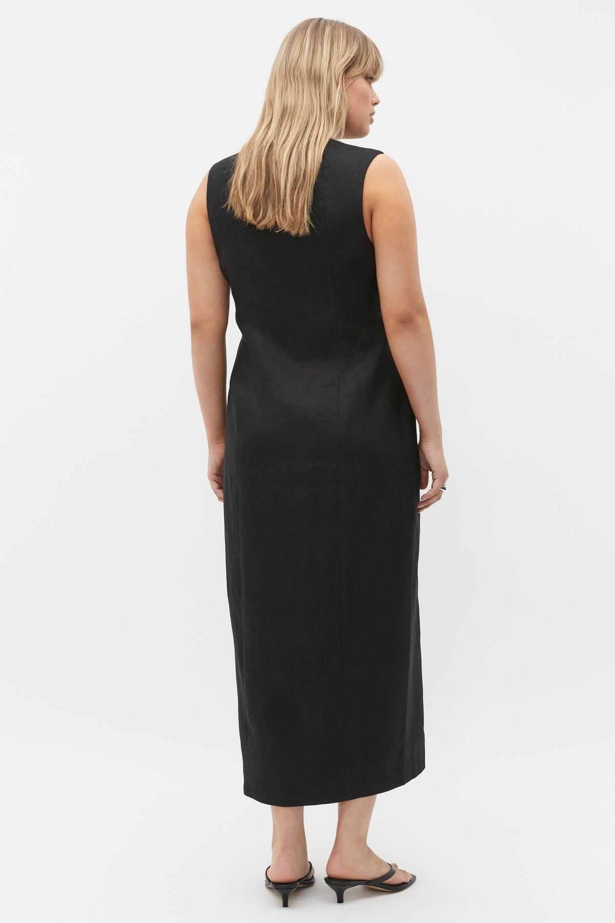Linen Button Through Midi Dress