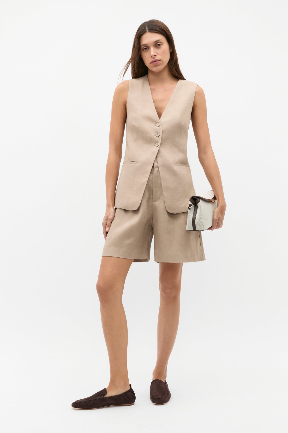 Linen Mid Length Short
