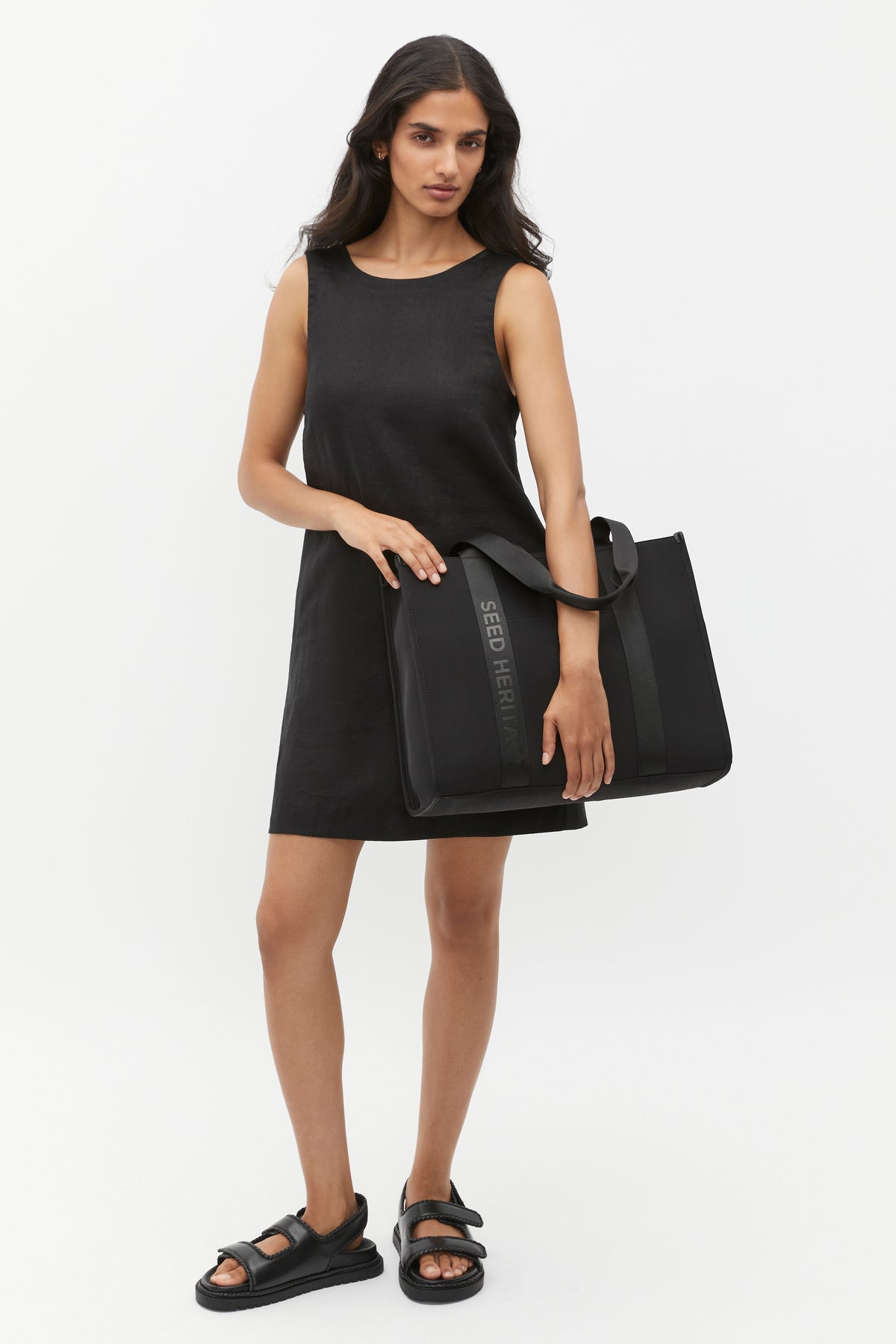 Linen Scoop Back Mini Dress
