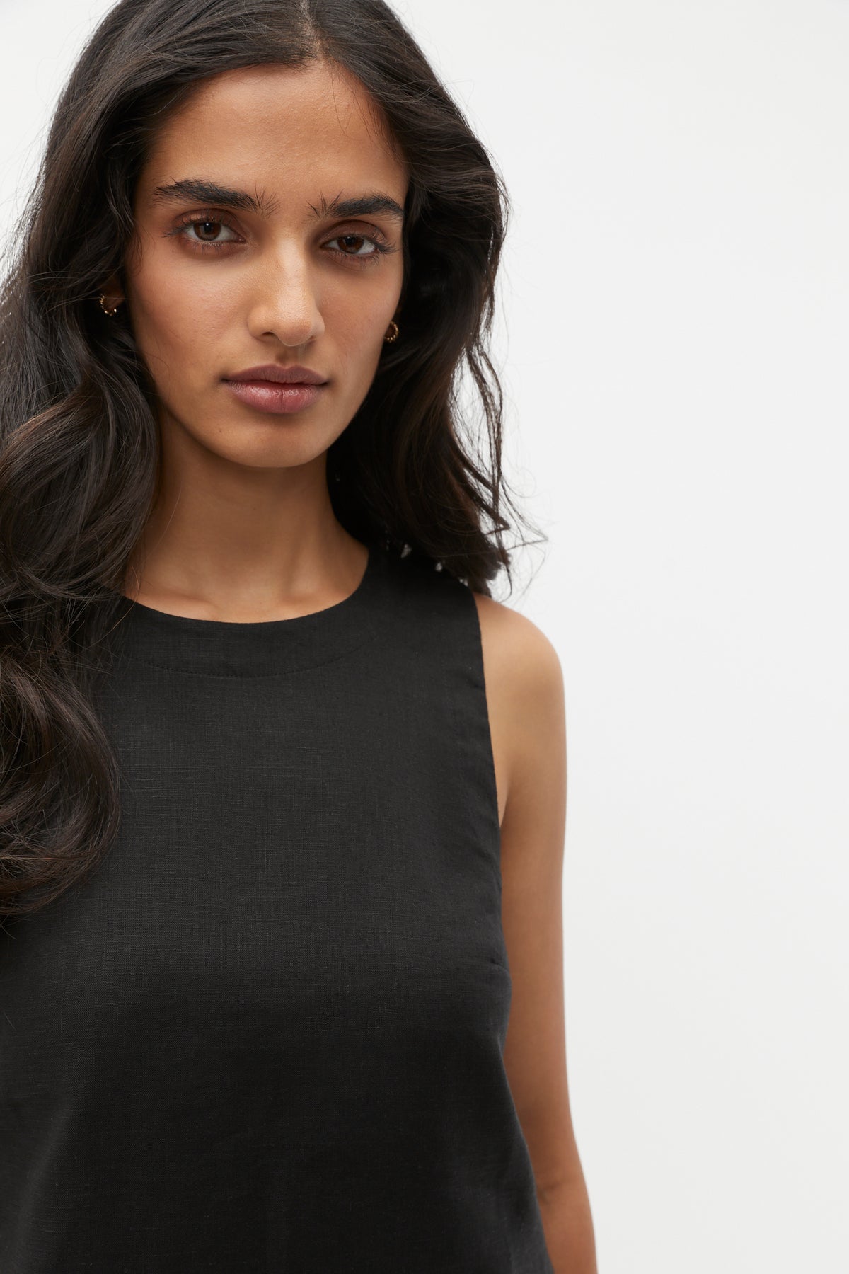 Linen Scoop Back Mini Dress