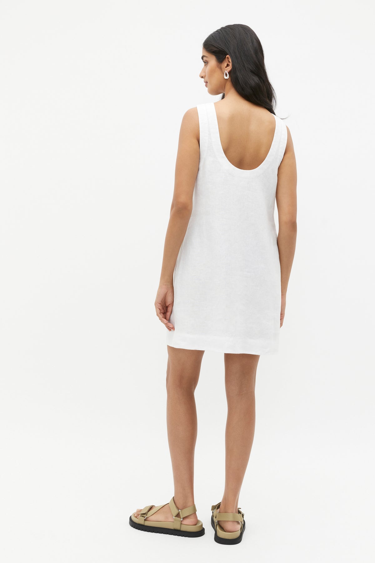 Linen Scoop Back Mini Dress